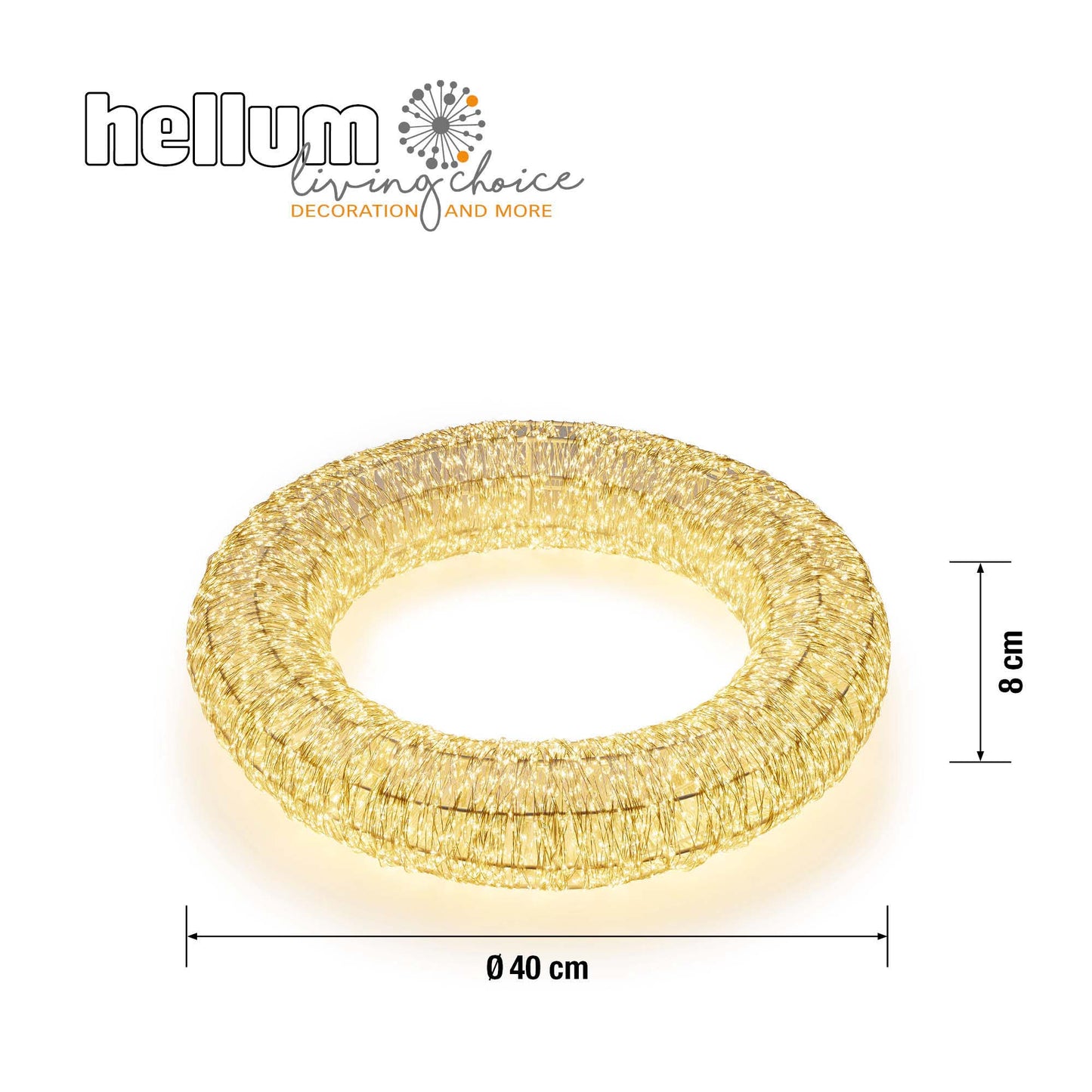 LED-Kranz mit Tauperlen, 2650L, φ40cm, warm-weiß, silber Kabel, Außen-Trafo, new
