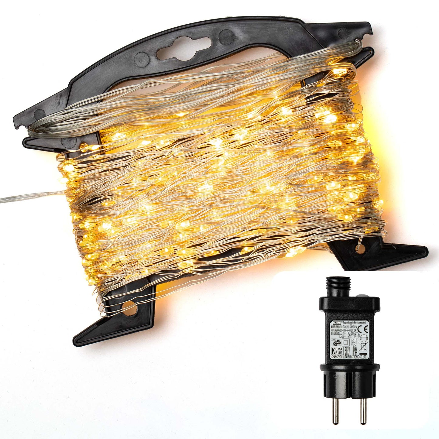 LED-Lichterkette,100 LEDs bernstein, Außen-Transformator