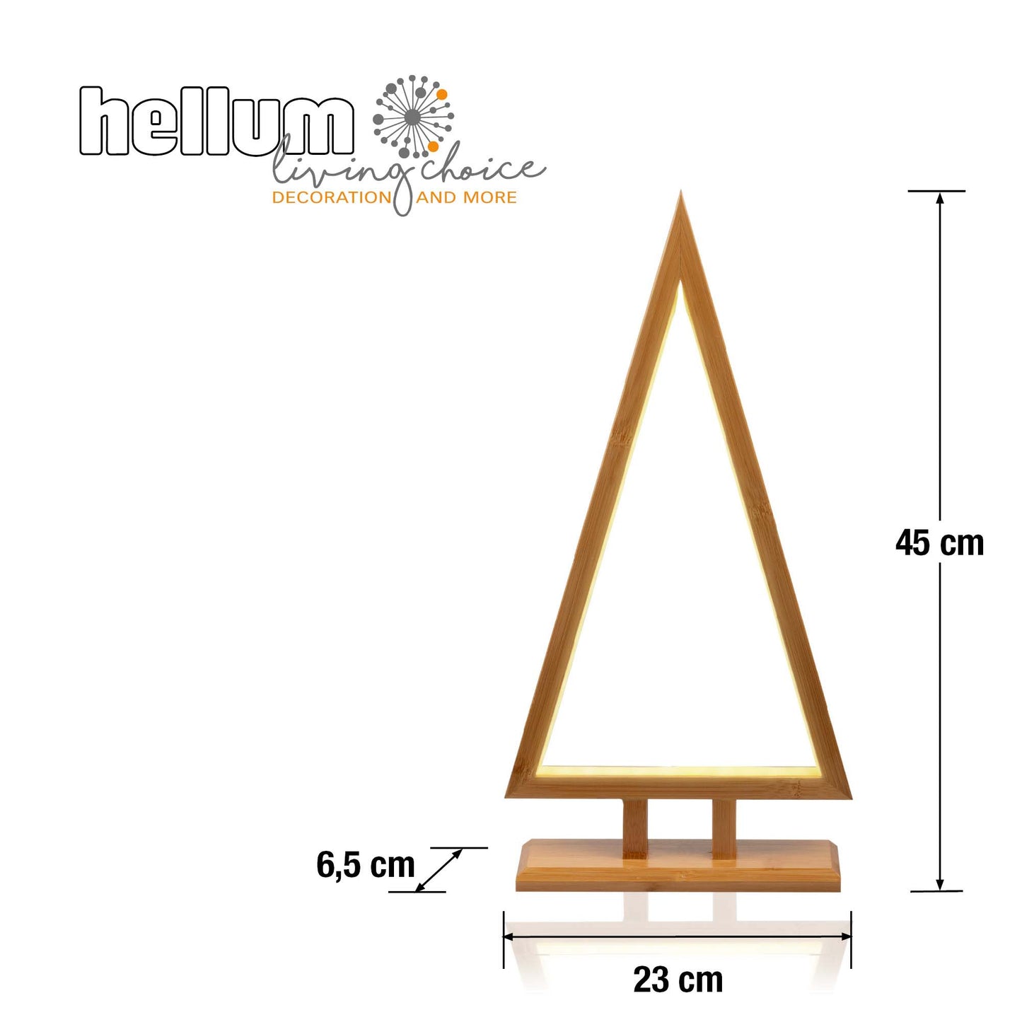 Pyramide aus Bambus, natur, H: 45cm, mit LED-Neon Lichtschlauch, Innen-Transformator