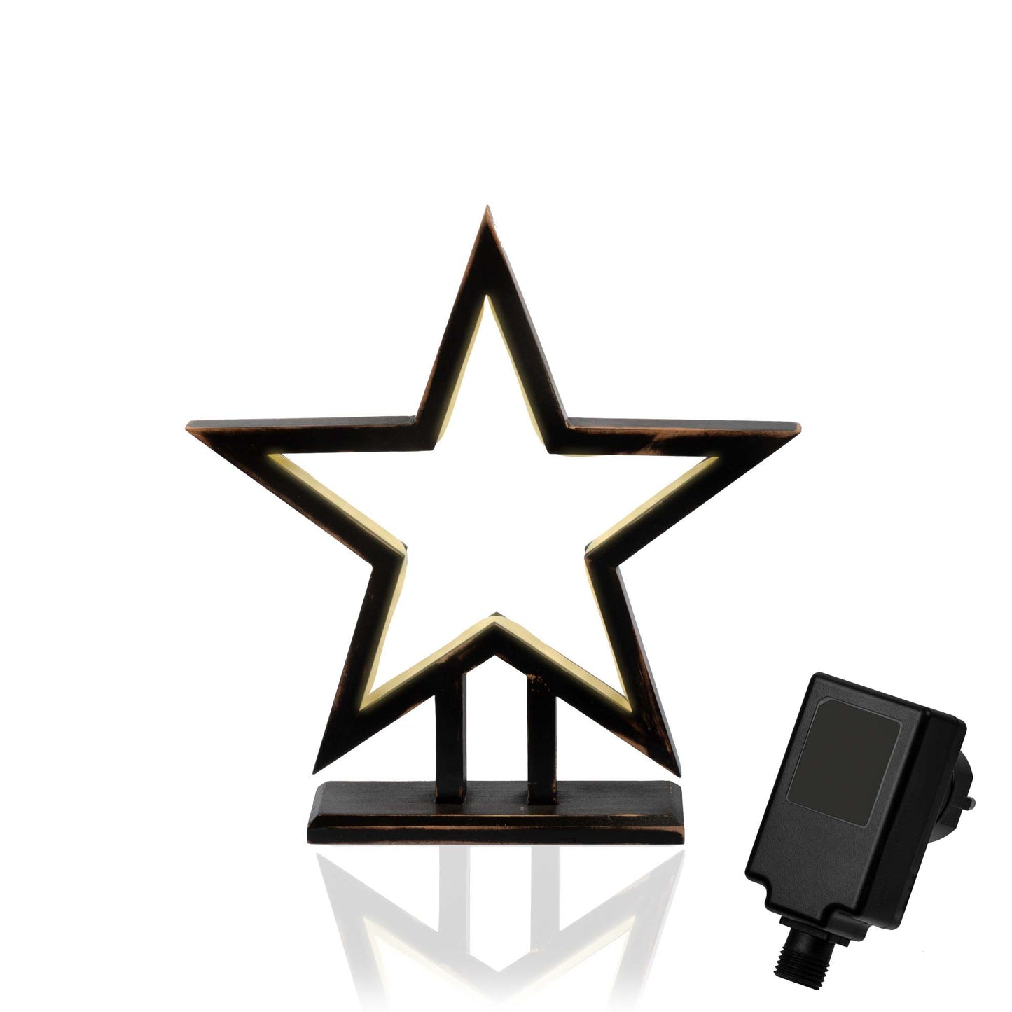 Stern aus Bambus, schwarz, Ø 35cm, mit LED-Neon Lichtschlauch, Innen-Transformator