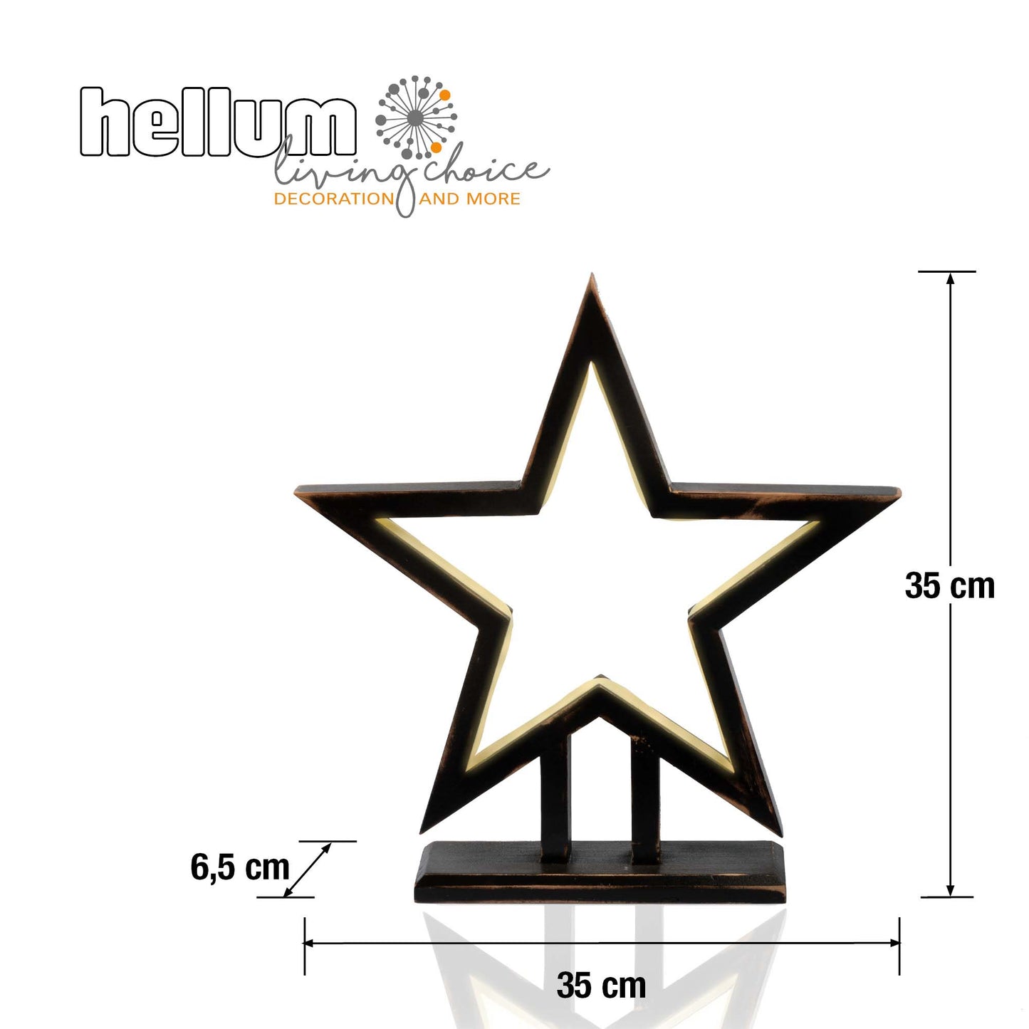 Stern aus Bambus, schwarz, Ø 35cm, mit LED-Neon Lichtschlauch, Innen-Transformator