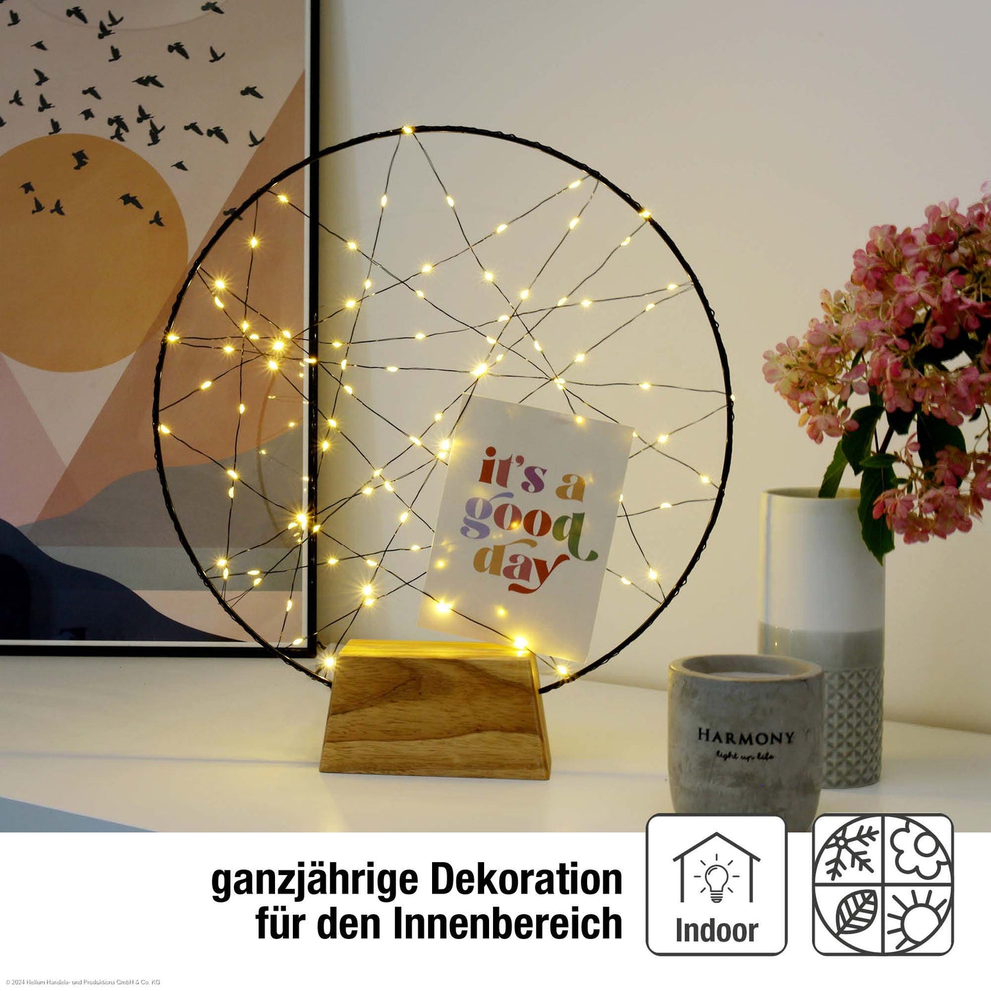 Hellum Traumfänger, 100 LEDs, Ø35cm, Fernbedienung und Timer, für Innen 579376