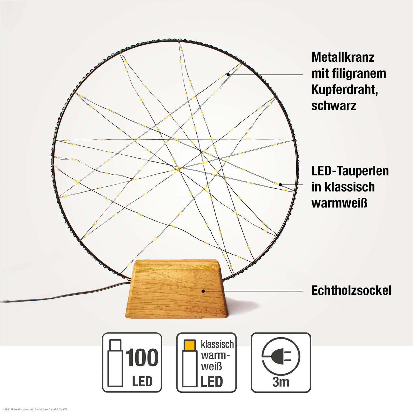Hellum Traumfänger, 100 LEDs, Ø35cm, Fernbedienung und Timer, für Innen 579376