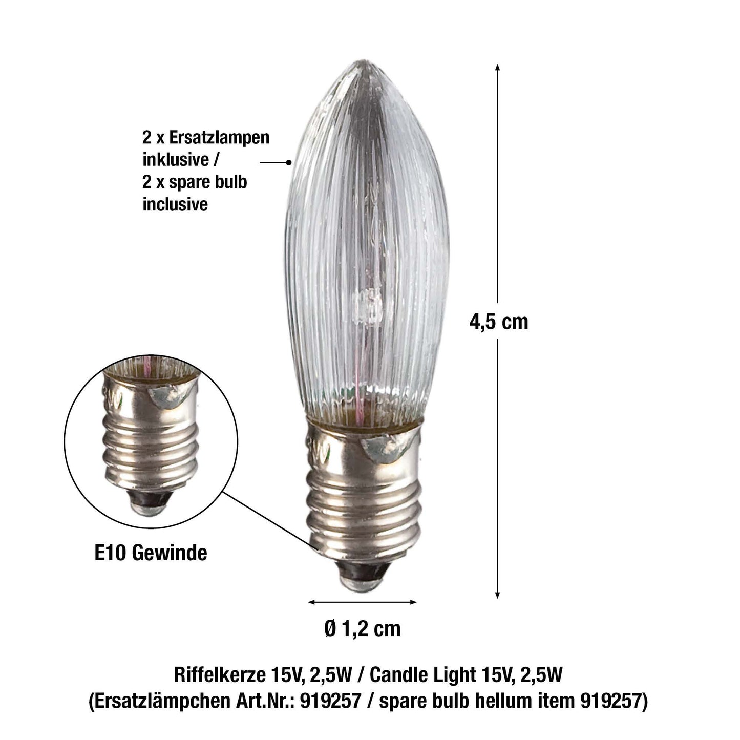 16-tlg. Riffelkerzenkette, mit Tropfen, klare Lampen, mit EU-Stecker, für innen