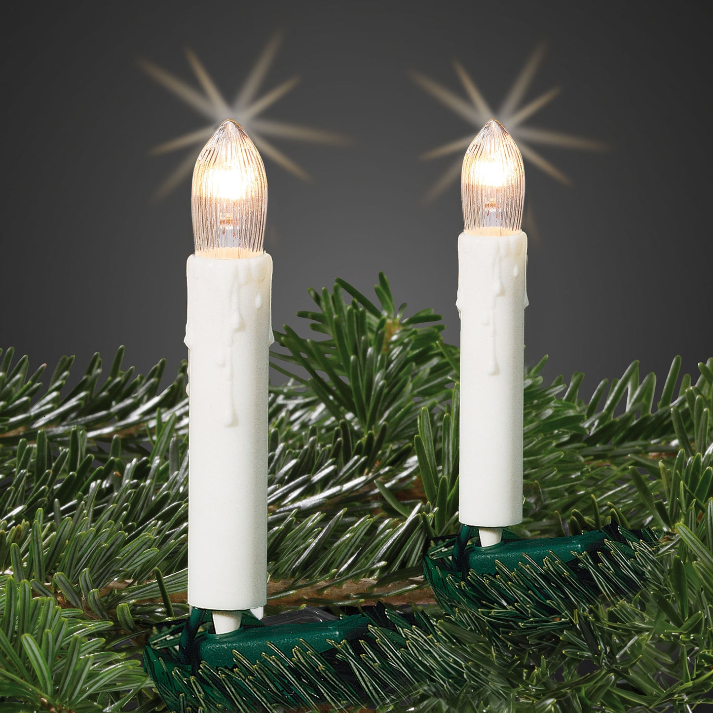 Hellum LED Weihnachtsbaum Lichterkette Innen – 16 weiße Christbaumkerzen mit Wachstropfenoptik, 6m beleuchtet, grün, Steckerbetrieb
