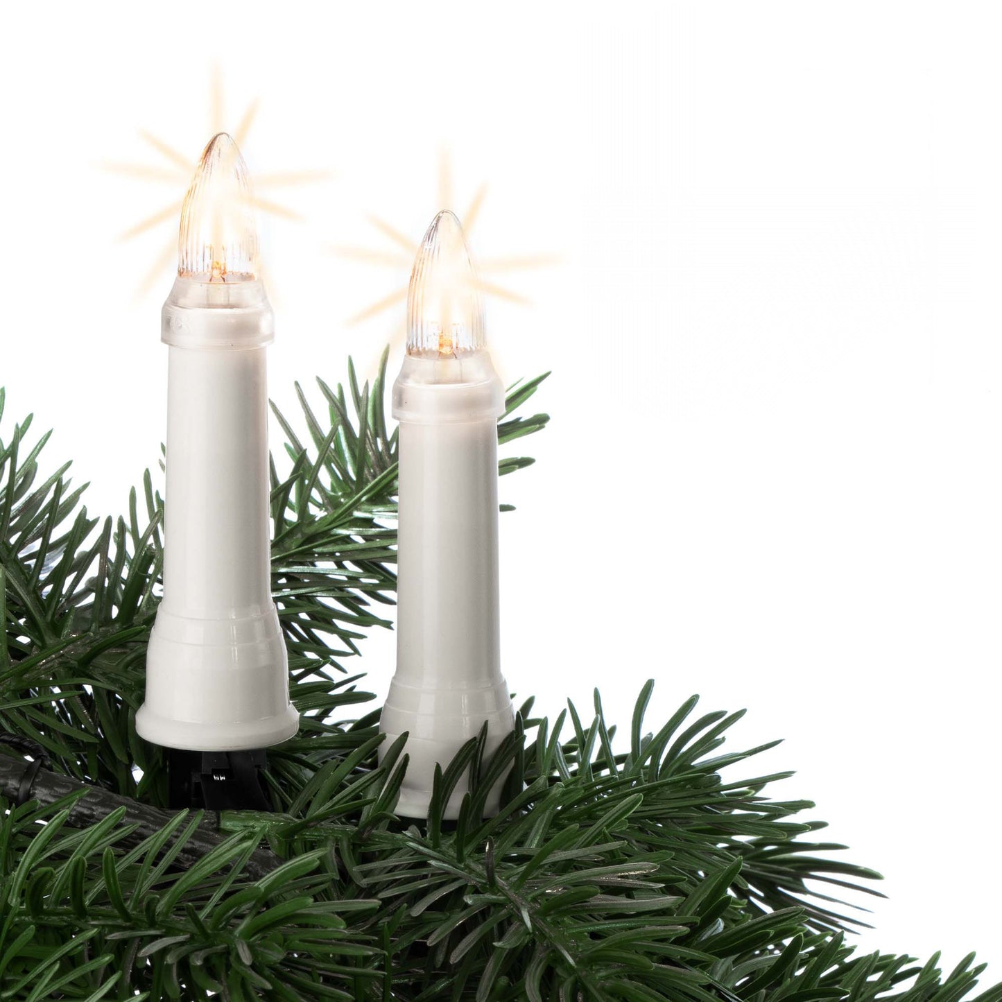 16-tlg. Riffelkerzenkette, klare Lampen, mit EU-Stecker, für außen 640168