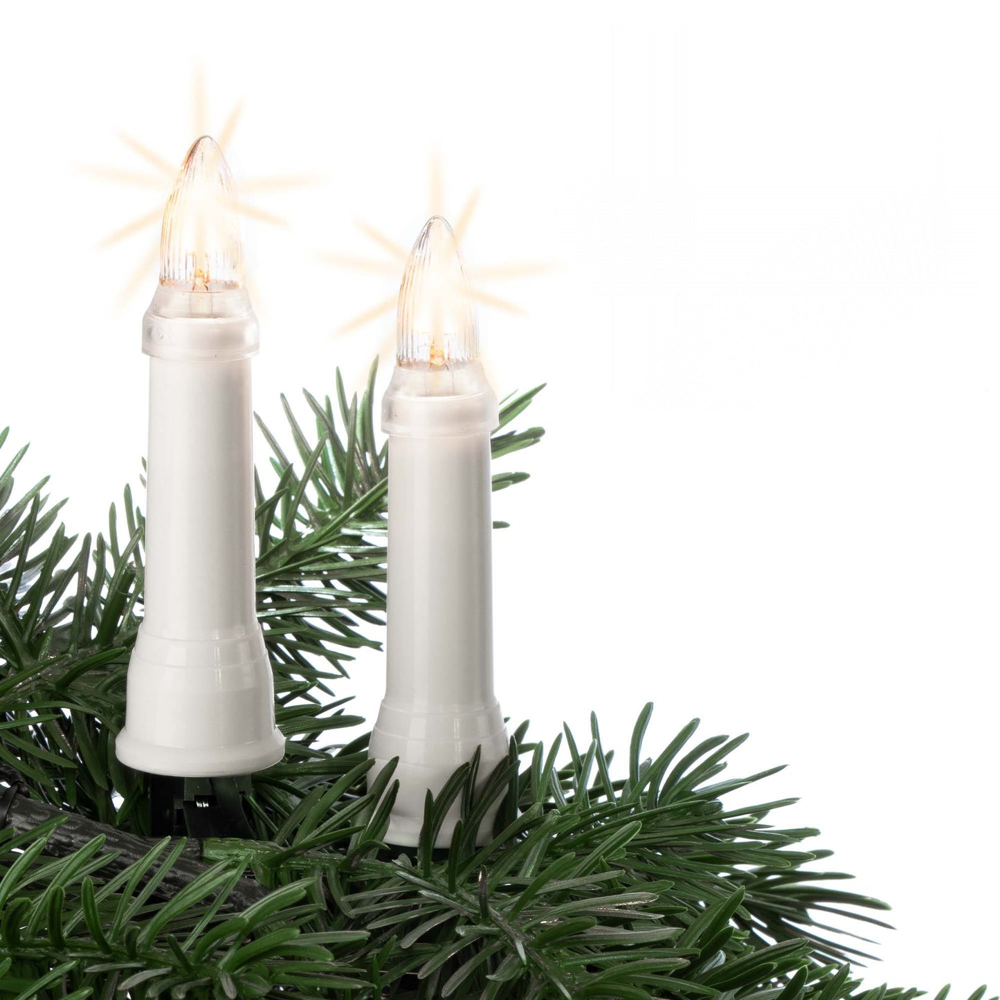 30-tlg. Riffelkerzenkette klare Lampen für außen, mit EU-Stecker