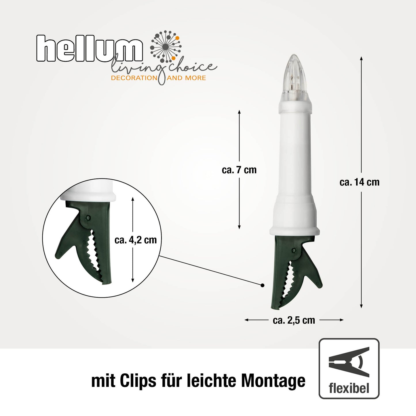 24-tlg. LED-Riffelkerzenkette, warm-weiß, für außen, mit Transformator