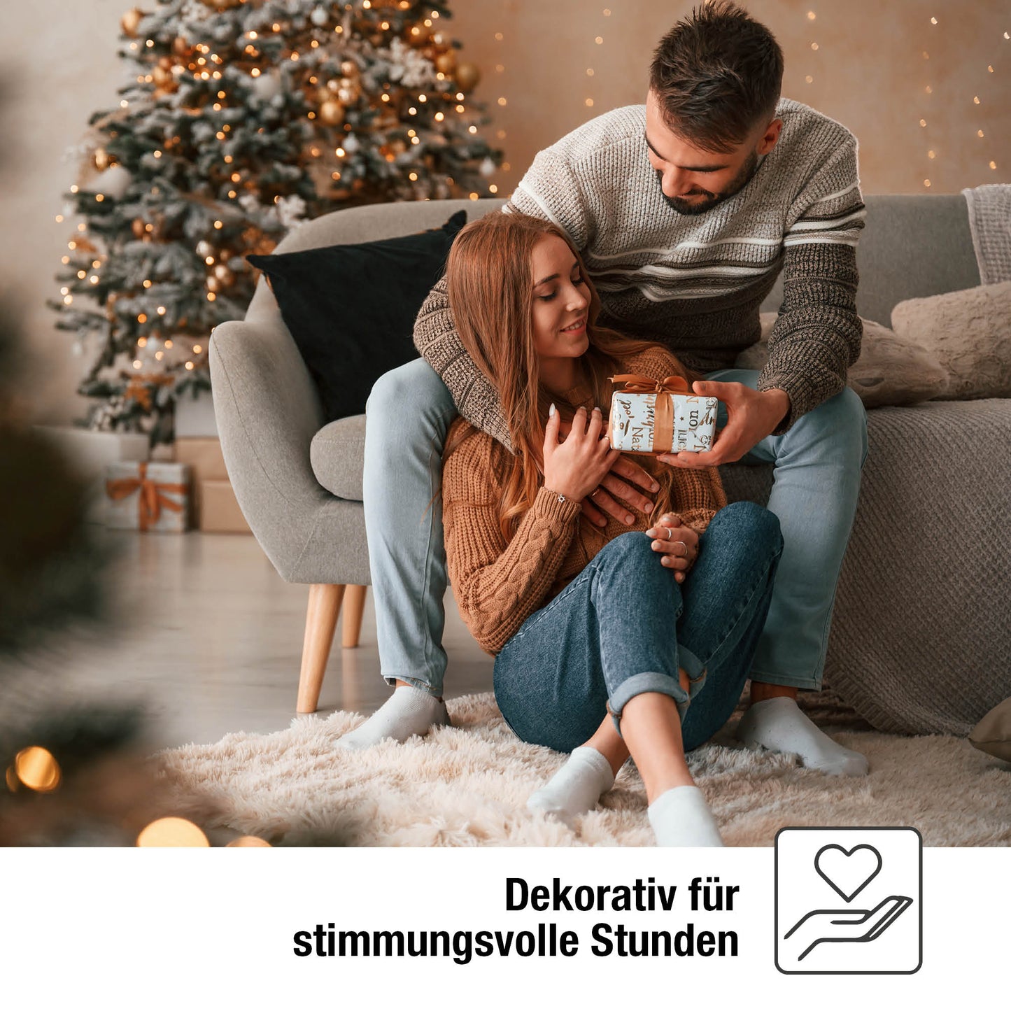 20-tlg. LED-Riffelkerzenkette, warm-weiße LEDs, für innen, mit EU-Stecker
