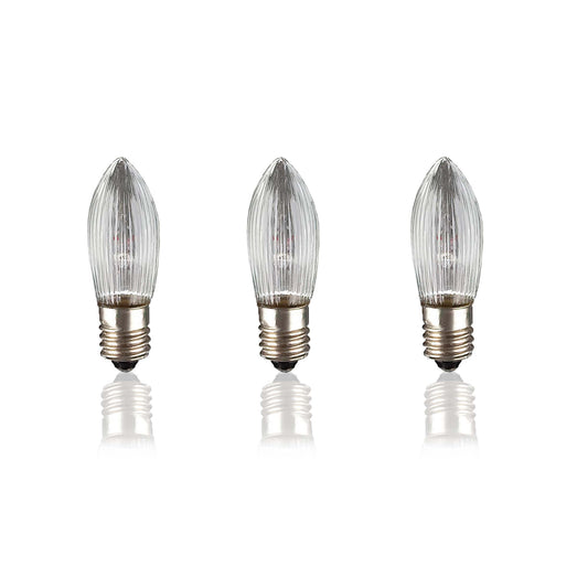 Ersatzkerzen Lichterkette 34V 3W für Lichterketten & Schwibbogen, 3 Stk Riffelkerzen E10 für 7 Brennstellen innen 718454