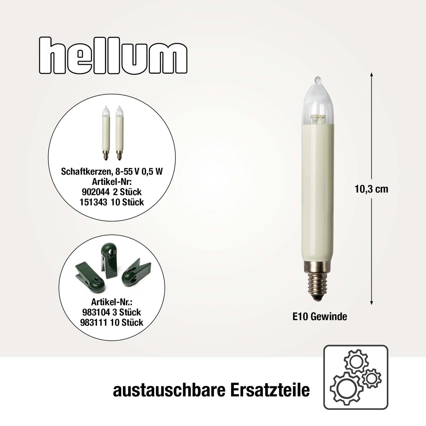 LED Schaftkerzenkette, Made in Germany 20 LEDs warm-weiß, für innen, teilbarer Stecker 802047