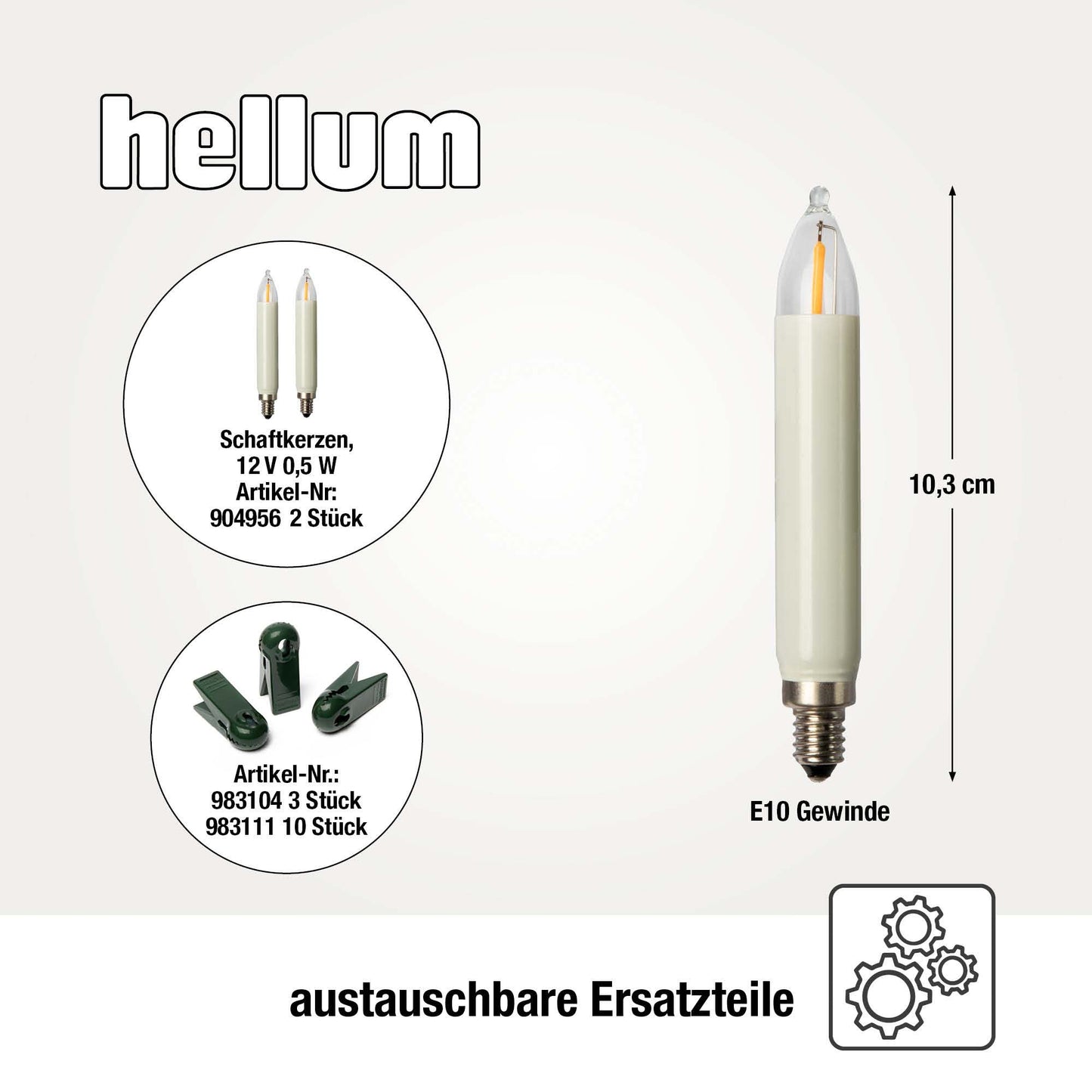 Lichterkette Weihnachtsbaum LED Filament, innen 20 teilig, Made in Germany, Schaftkerzen, Schaft elfenbein