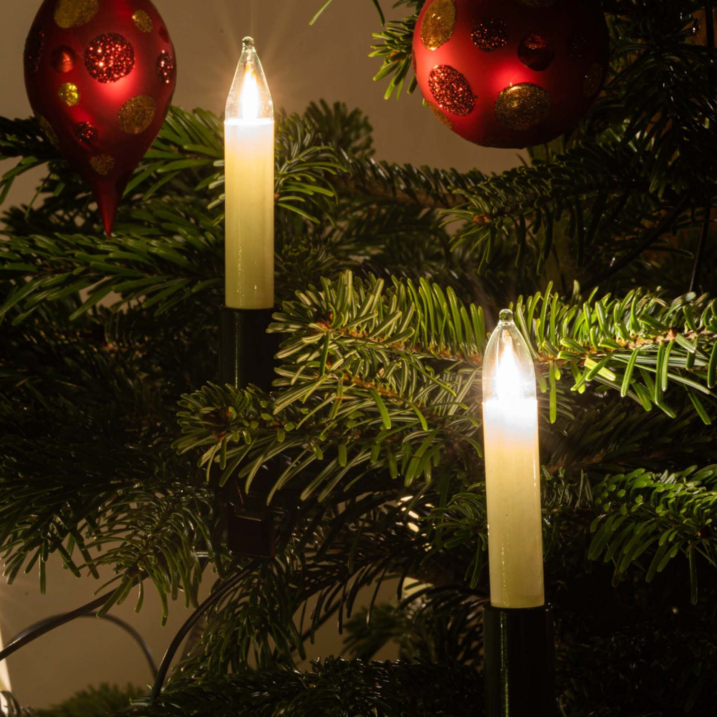 Lichterkette Weihnachtsbaum LED Filament, innen 30 teilig, Made in Germany, Schaftkerzen