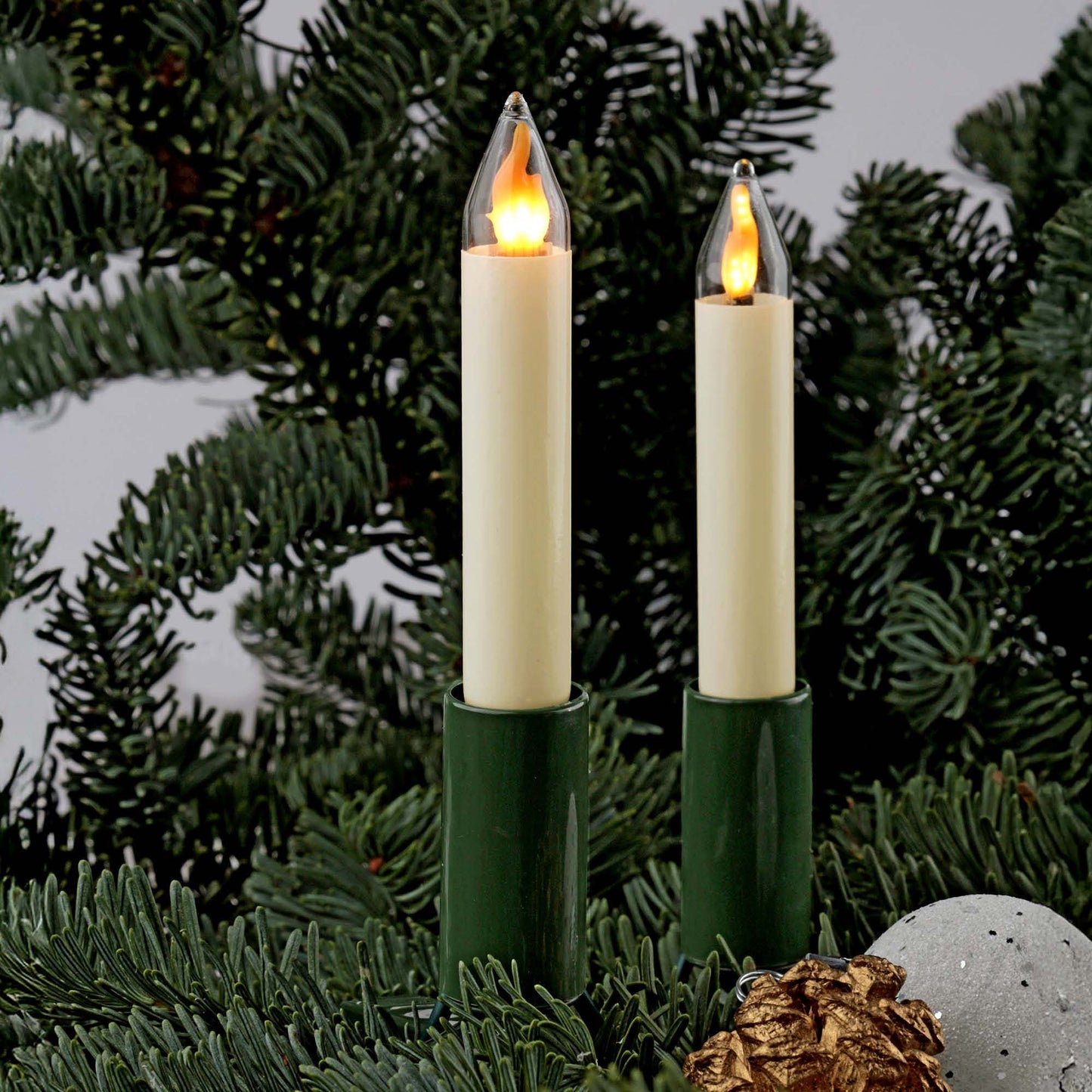 Lichterkette Weihnachtsbaum LED Filament mit Flammeneffekt, innen 30 teilig, Made in Germany, Schaftkerzen