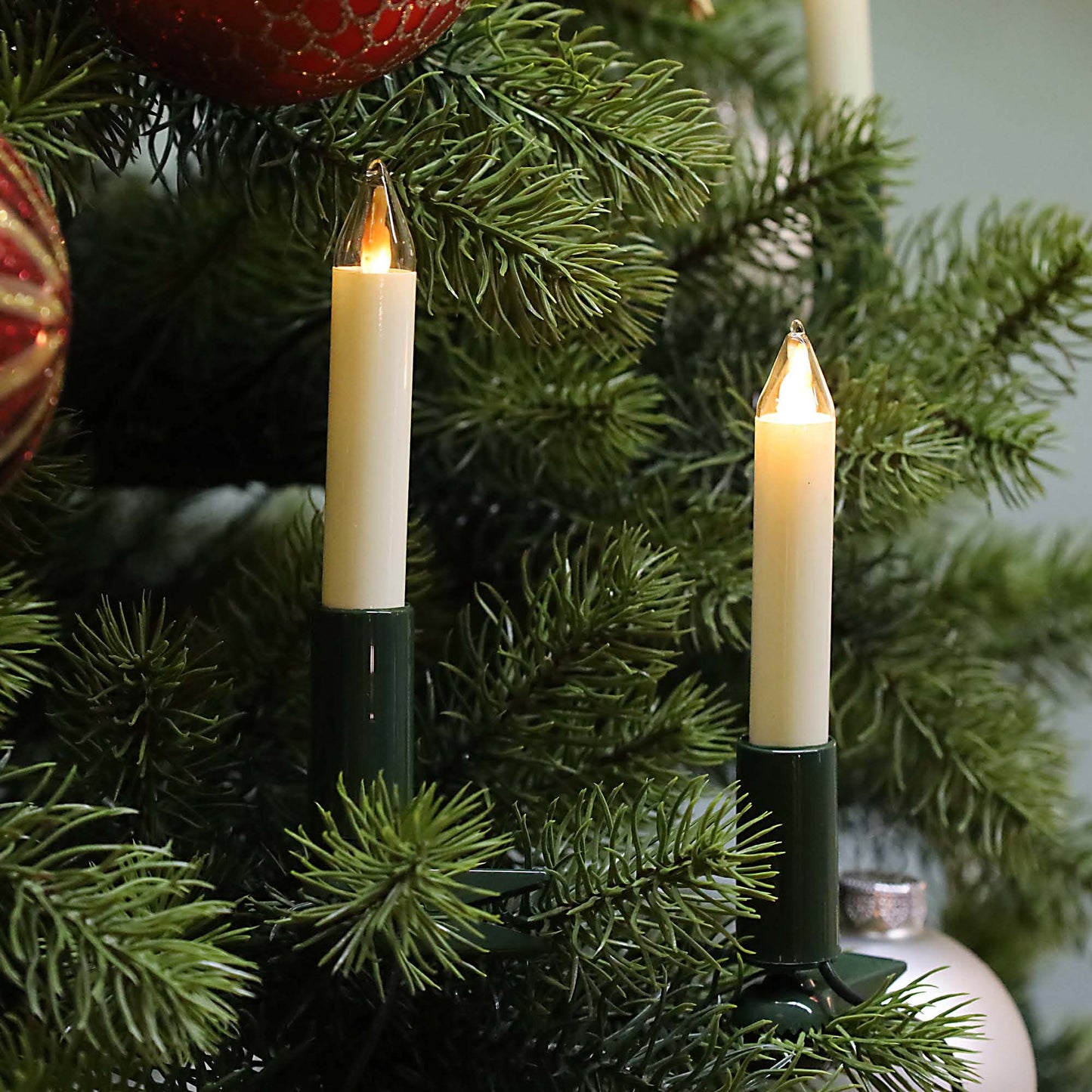 Lichterkette Weihnachtsbaum LED Filament mit Flammeneffekt, innen 30 teilig, Made in Germany, Schaftkerzen