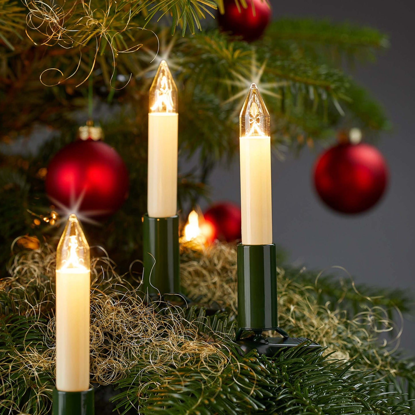 30-tlg. Schaftkerzenkette, klare Lampen, für innen, teilbarer Stecker_803006