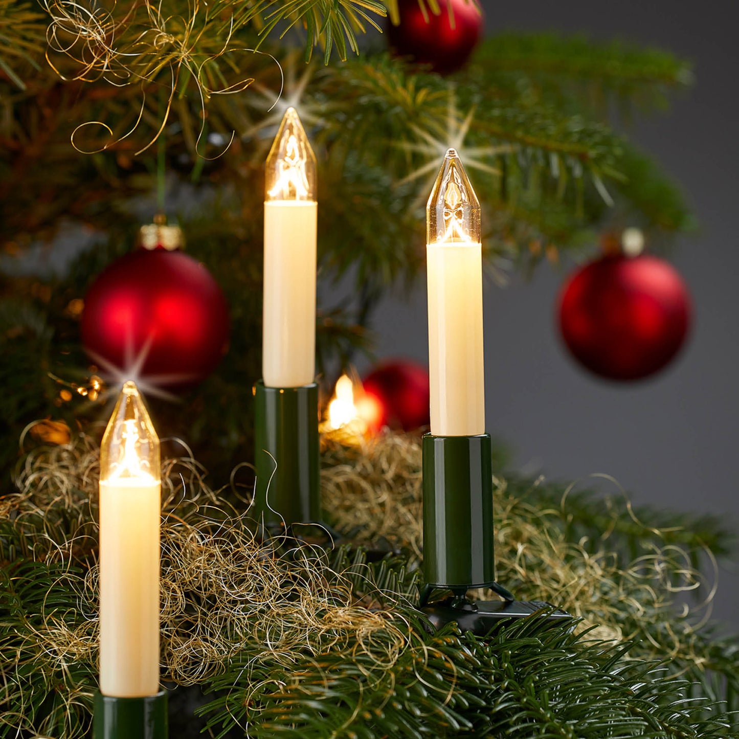 30-tlg. Schaftkerzenkette, klare Lampen, für innen, teilbarer Stecker_803006