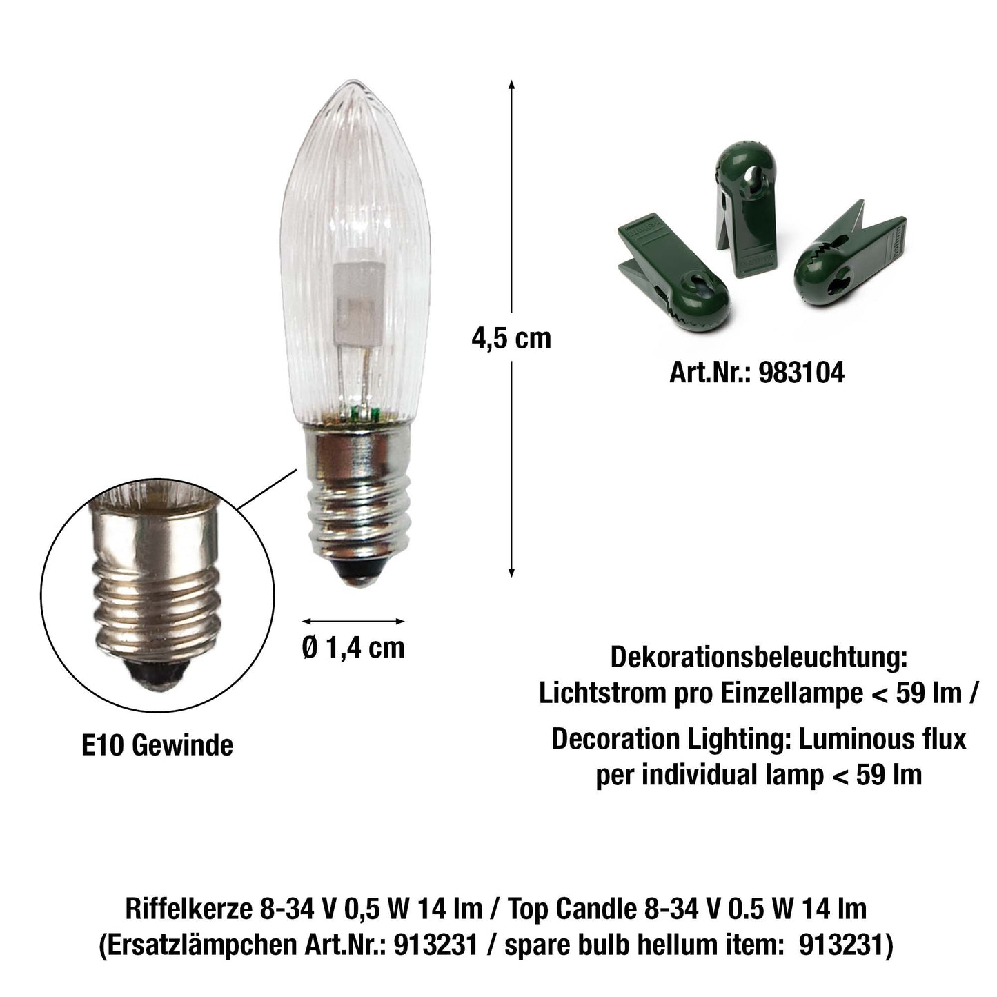 LED-Lichterkette elfenbein/klar, 15 LEDs ww, für innen, teilbarer Stecker