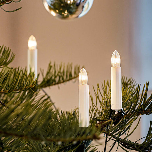 Lichterkette Weihnachtsbaum innen 20 teilig, Made in Germany, Riffelkerzen, Glühfaden