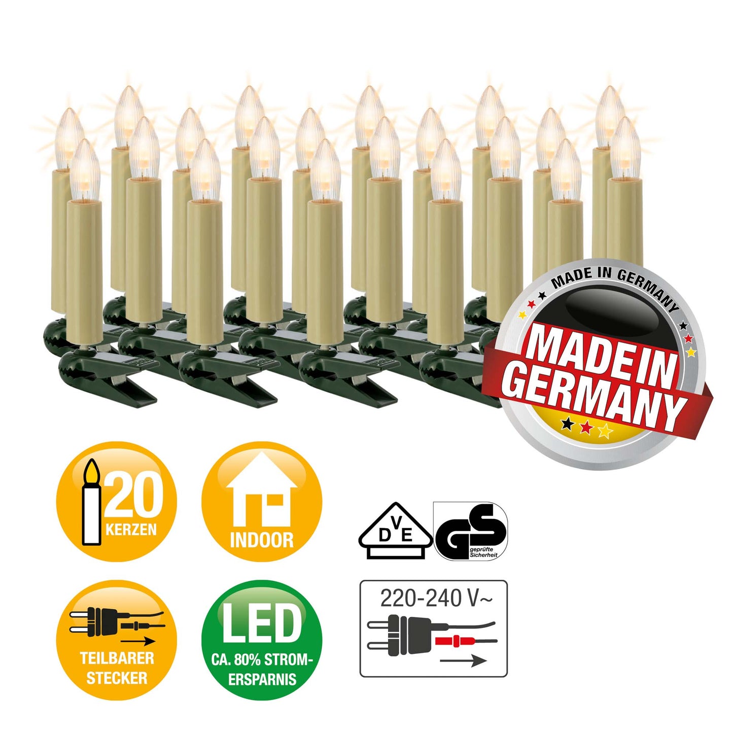 Stückliste von LED-Lichterkette elfenbein, 20 LEDs ww, teilbarer Stecker #1
