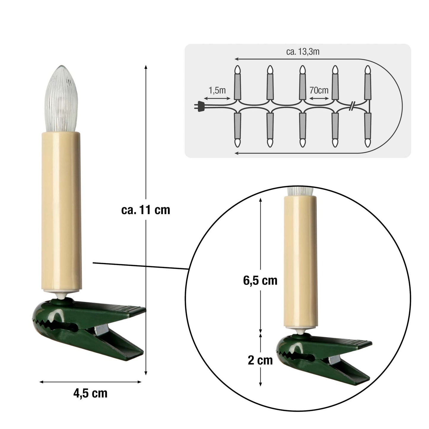 Stückliste von LED-Lichterkette elfenbein, 20 LEDs ww, teilbarer Stecker #1