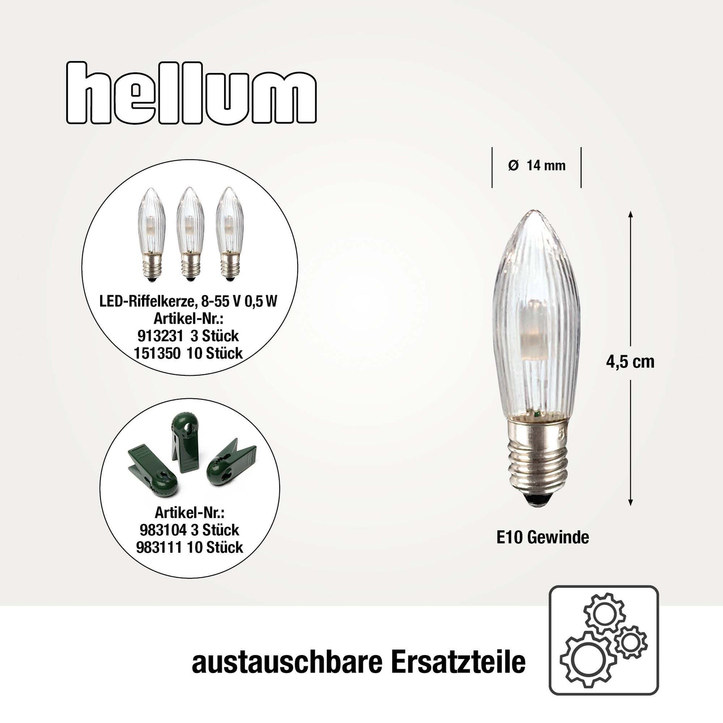 Lichterkette Weihnachtsbaum LED Filament, innen 30 teilig, Made in Germany, Riffelkerzen, Schaft elfenbein