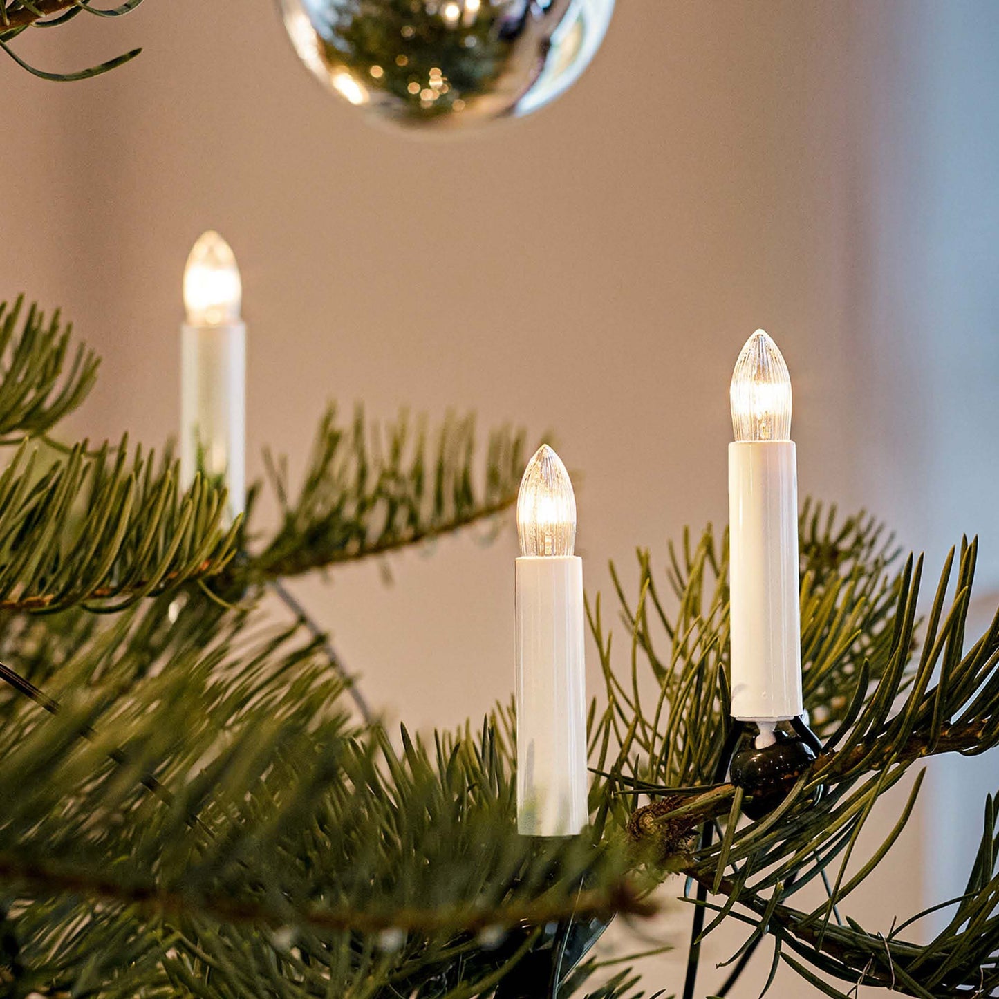 Lichterkette Weihnachtsbaum innen 30 teilig, Made in Germany, Riffelkerzen, Glühfaden