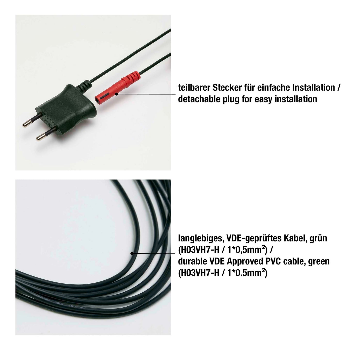 20-tlg. Riffelkerzenkette, roter Schaft mit Tropfen, klare Lampen, für innen, teilb. Stecker