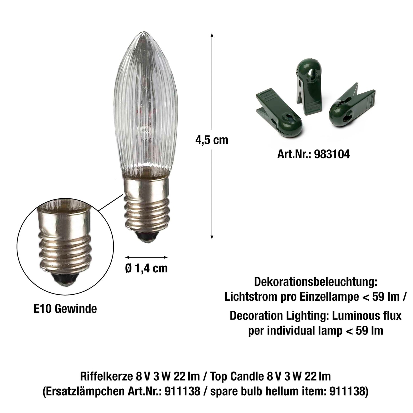 30-tlg. Riffelkerzenkette, roter Schaft mit Tropfen, klare Lampen, für innen, teilb. Stecker