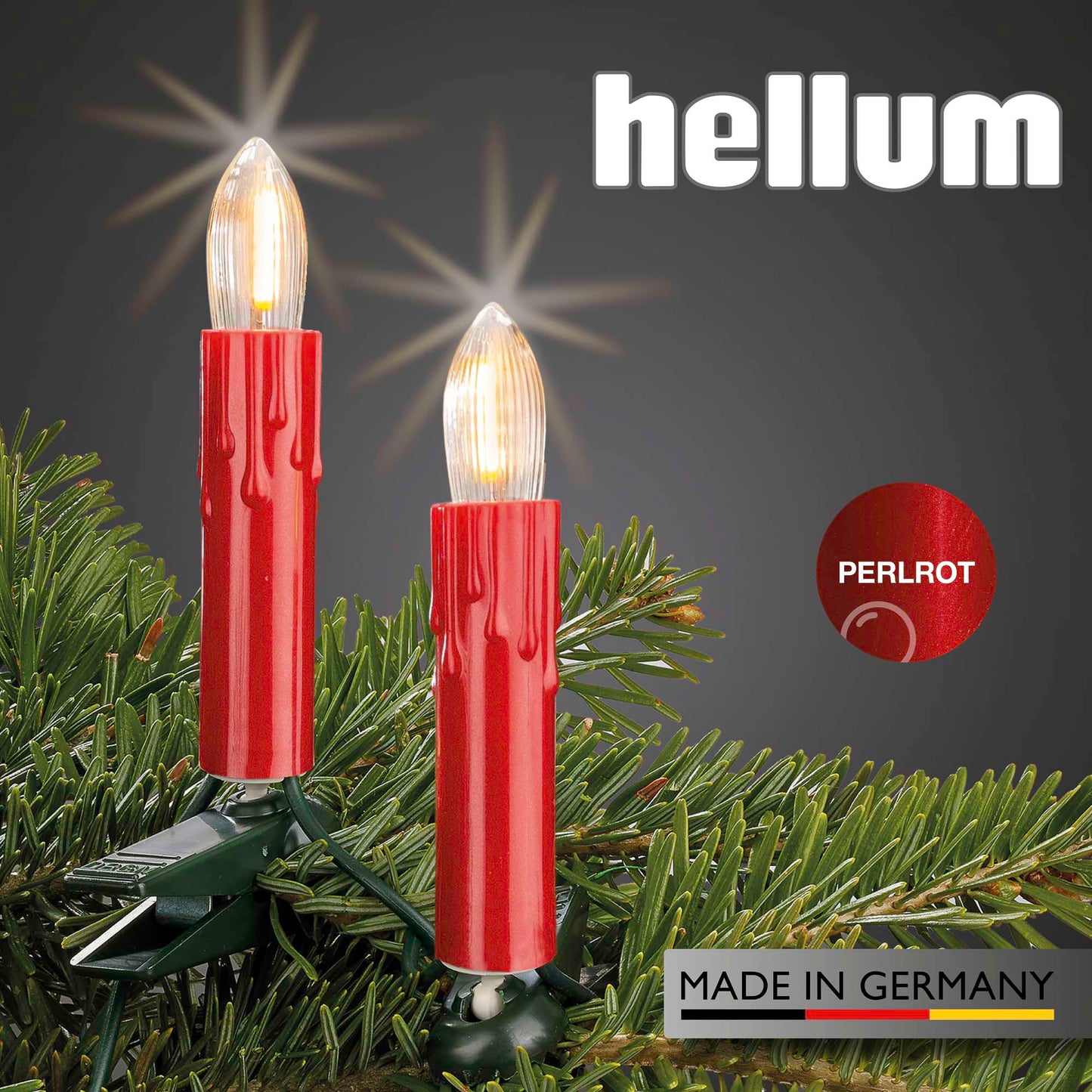 30-tlg. LED-Filament-Riffelkerzenkette, perlrot, warm-weiß, für innen, teilb. Stecker
