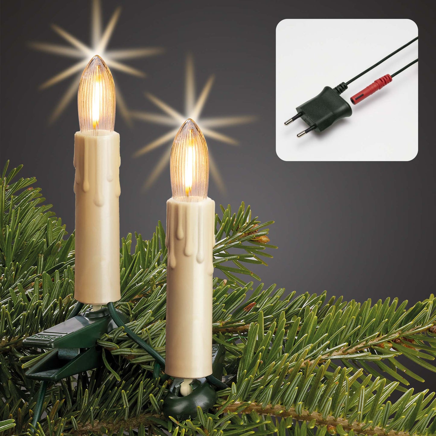 LED-Filament-Riffelkerzenkette, perlmutt mit Tropfen, 15 LEDs  ww, für innen