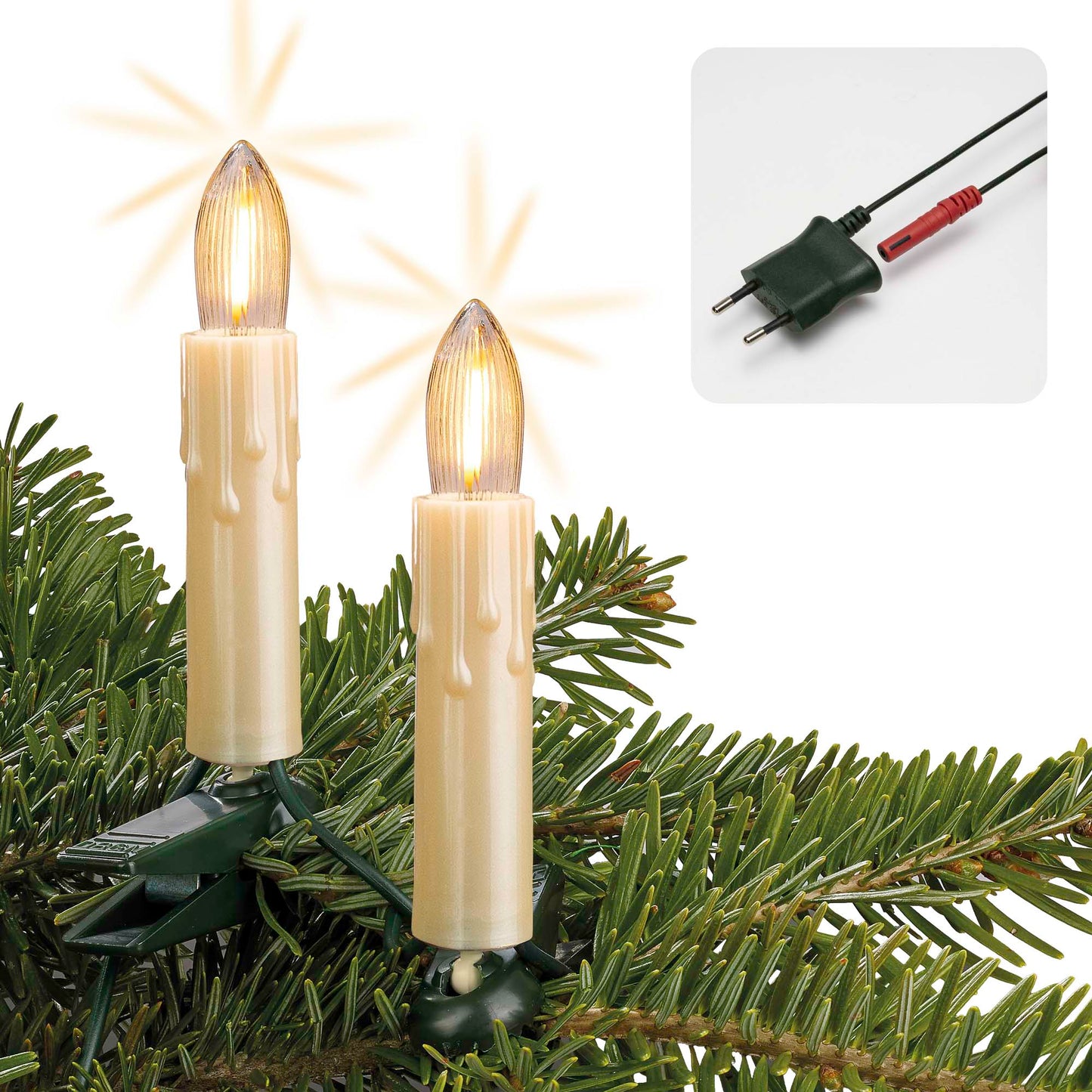 LED-Filament-Riffelkerzenkette, perlmutt mit Tropfen, 15 LEDs  ww, für innen