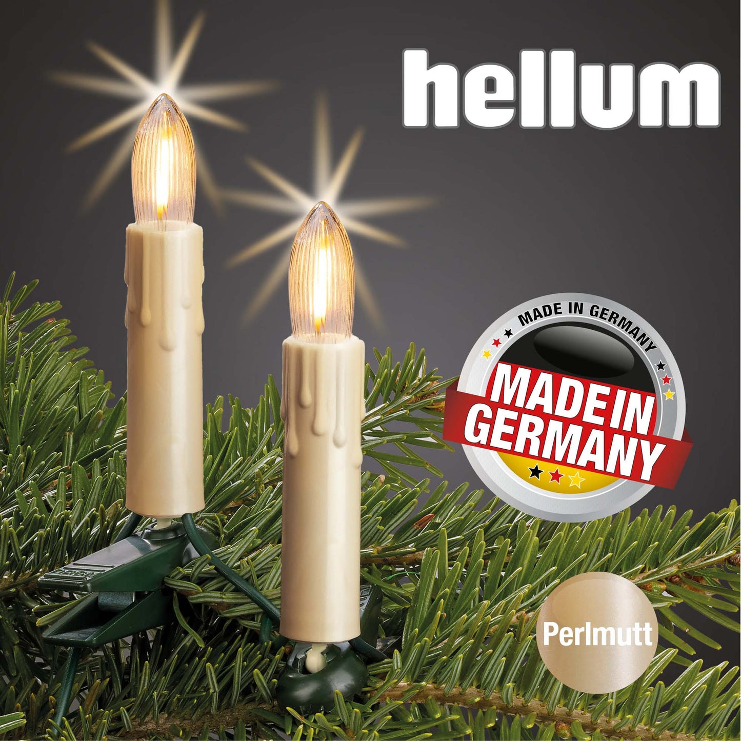 LED-Filament-Riffelkerzenkette, perlmutt mit Tropfen, 15 LEDs  ww, für innen