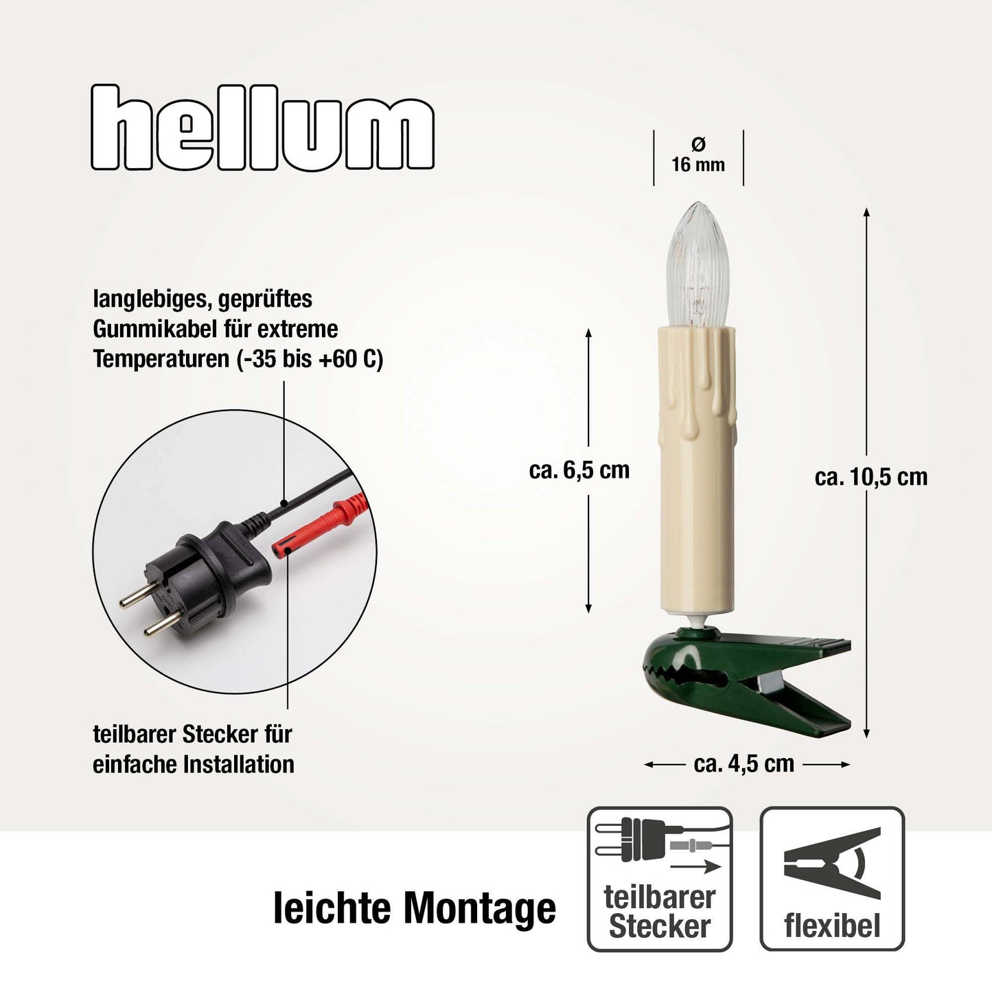 Lichterkette Weihnachtsbaum innen 30 teilig, Made in Germany,  Riffelkerzen, mit Wachstropfen, elfenbein, Glühfaden