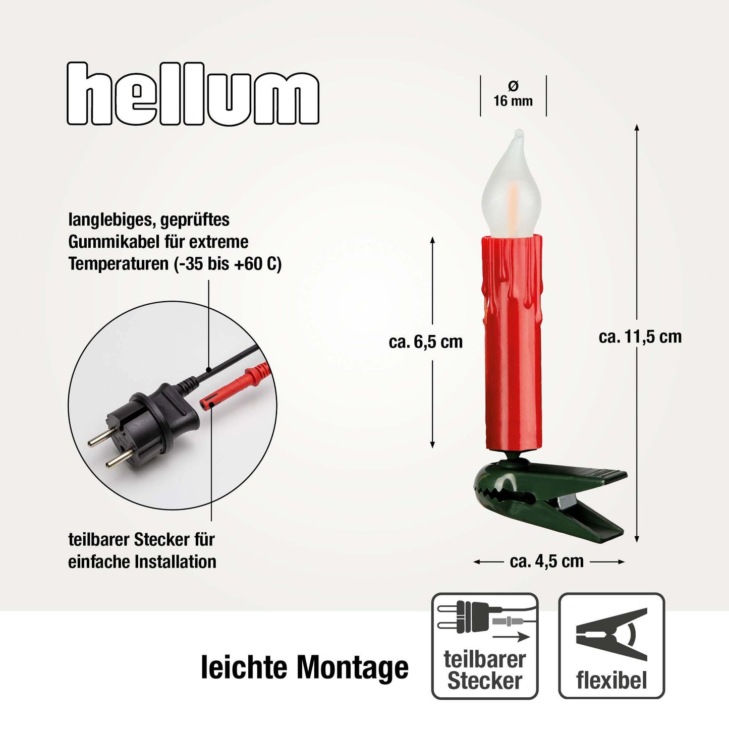 Lichterkette Weihnachtsbaum LED Filament mit Flammeneffekt innen 20 teilig, Made in Germany, Riffelkerzen, mit Wachstropfen, perlrot