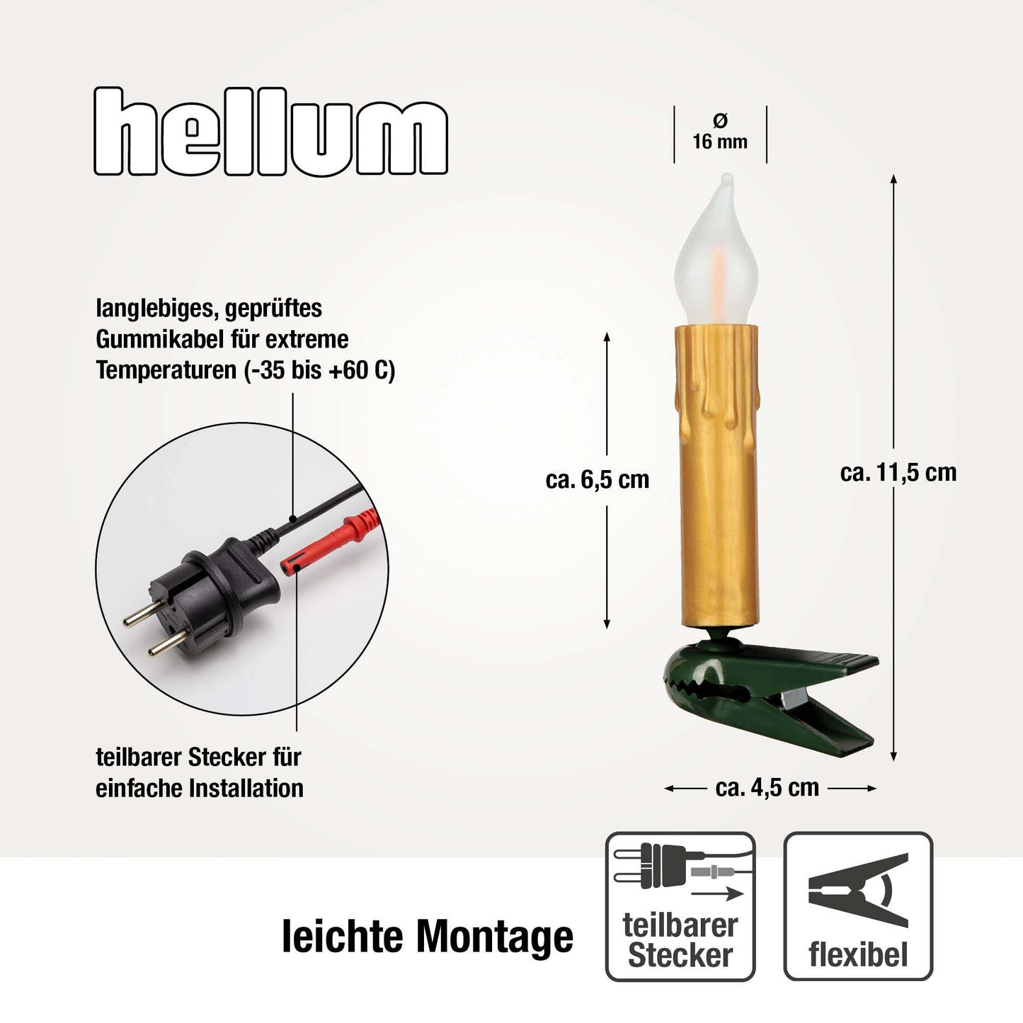 LED-Flammenkerzenkette mit Flammeneffekt, brillantgold mit Wachstropfen, 20 LEDs warm-weiß für innen 815139