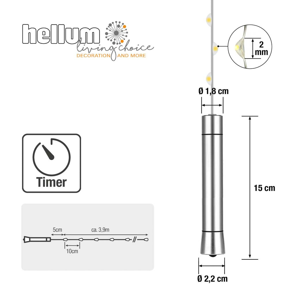 3-tlg. Set mit 40-tlg. LED-Flaschen-Lichterkette, warm-weiß, batteriebetrieben