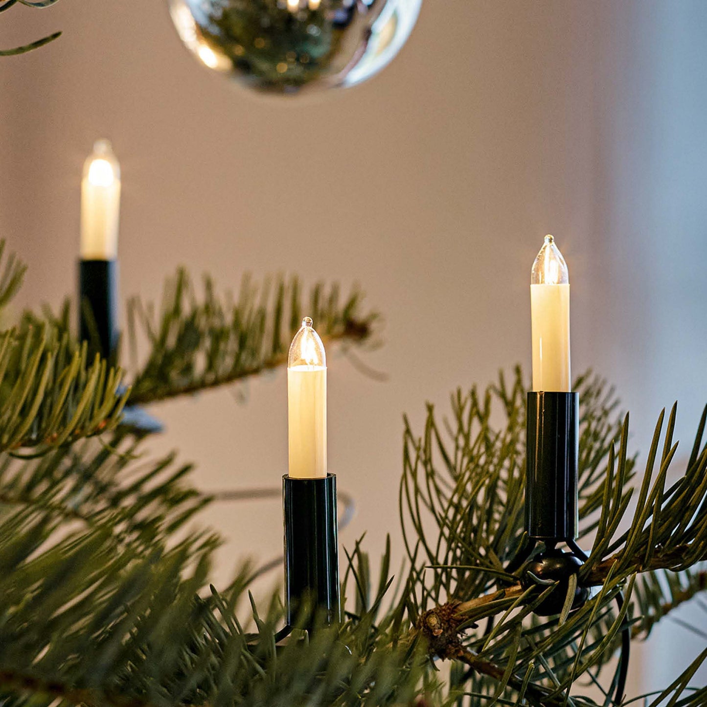 Lichterkette Weihnachtsbaum innen 15 teilig, Made in Germany, Kleinschaftkerzen, Glühfaden