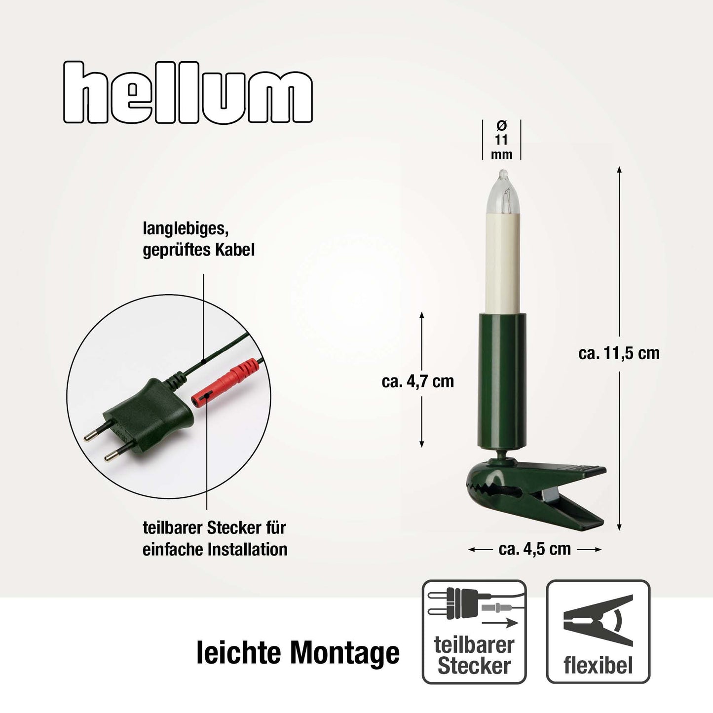 Lichterkette Weihnachtsbaum innen 15 teilig, Made in Germany, Kleinschaftkerzen, Glühfaden