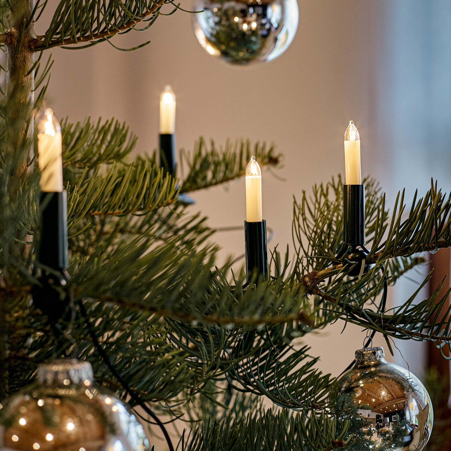 Lichterkette Weihnachtsbaum innen 15 teilig, Made in Germany, Kleinschaftkerzen, Glühfaden