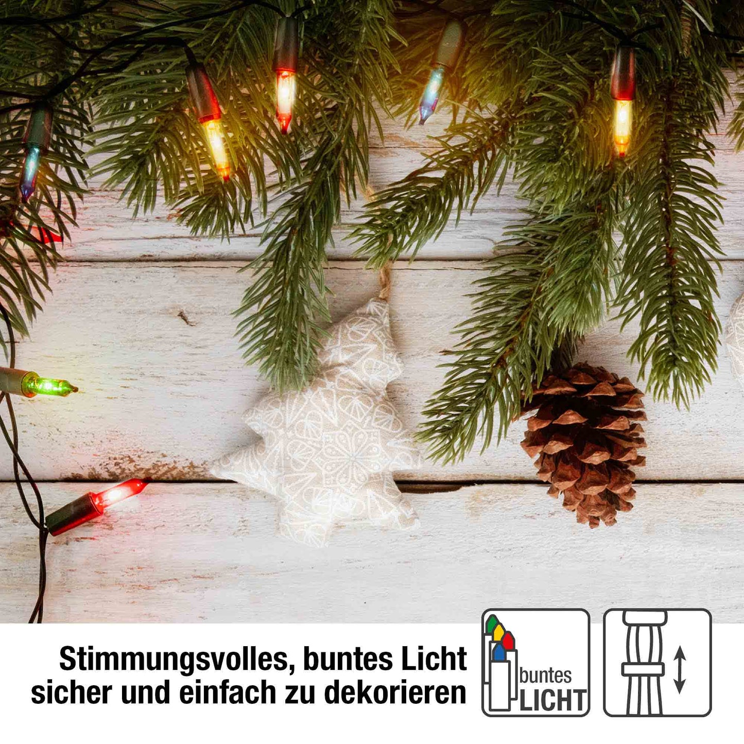 10-tlg. Minikette, grün/bunt, Euro-Stecker, für innen