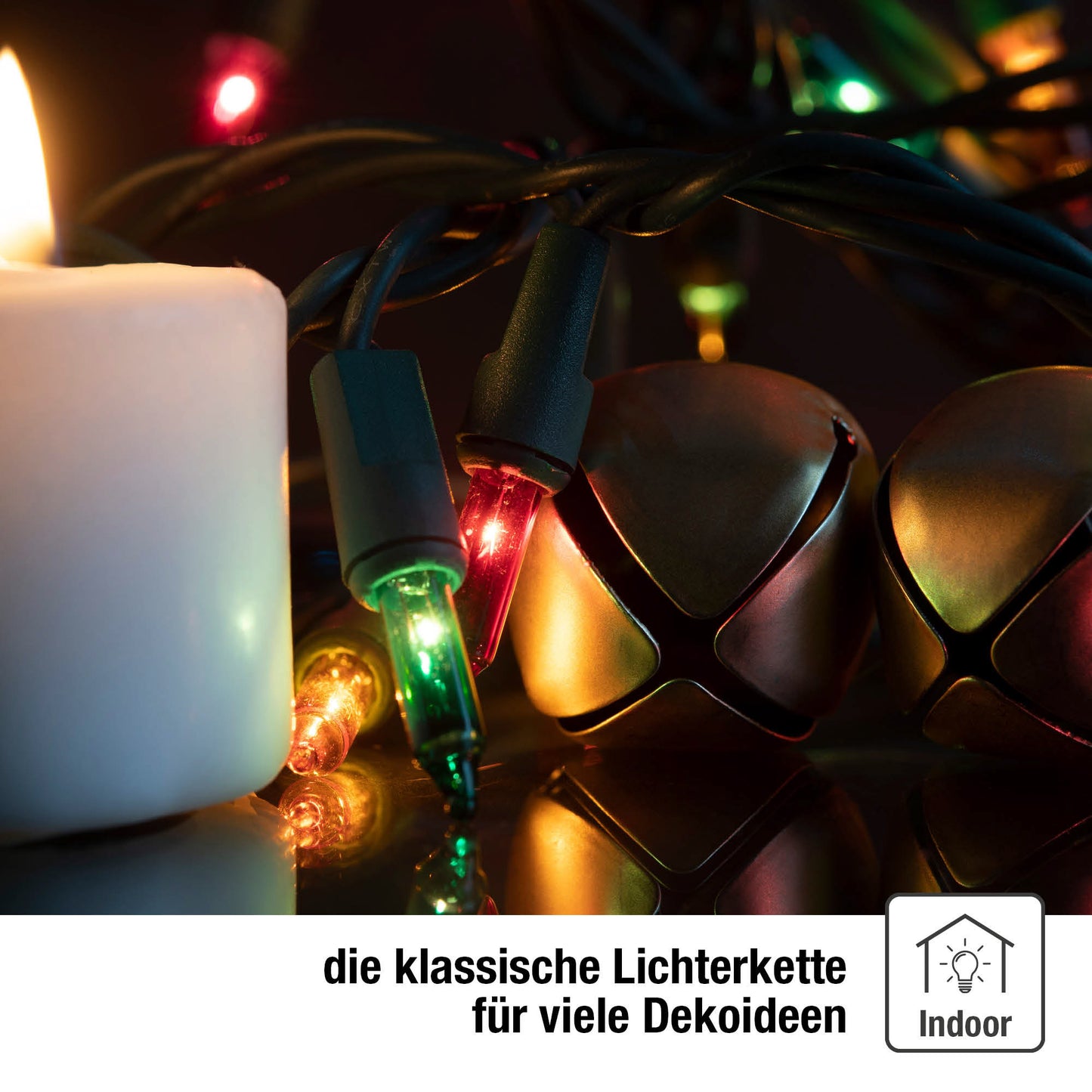 10-tlg. Minikette, grün/bunt, Euro-Stecker, für innen