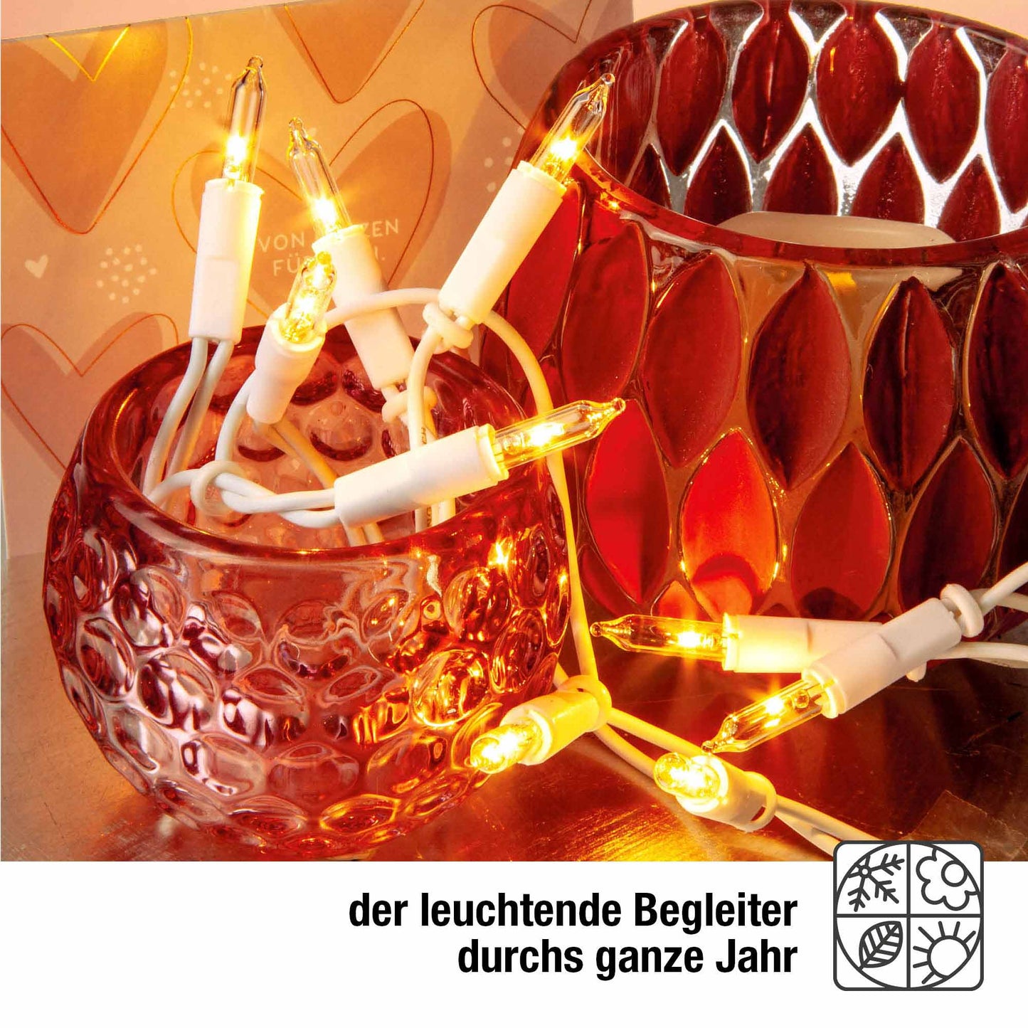 20-tlg. Minikette, weiß/klar, Euro-Stecker, für innen