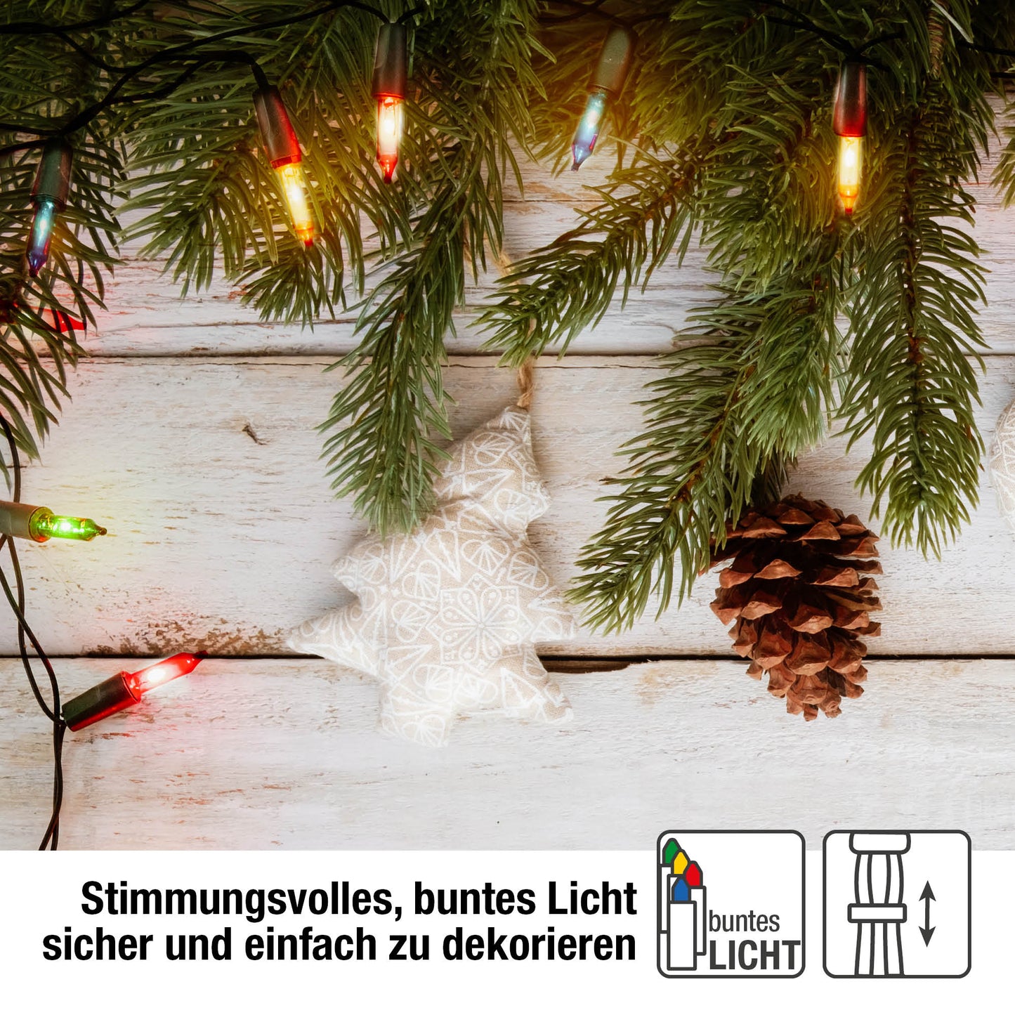 50-tlg. Minikette, grün/bunt, Euro-Stecker, für innen