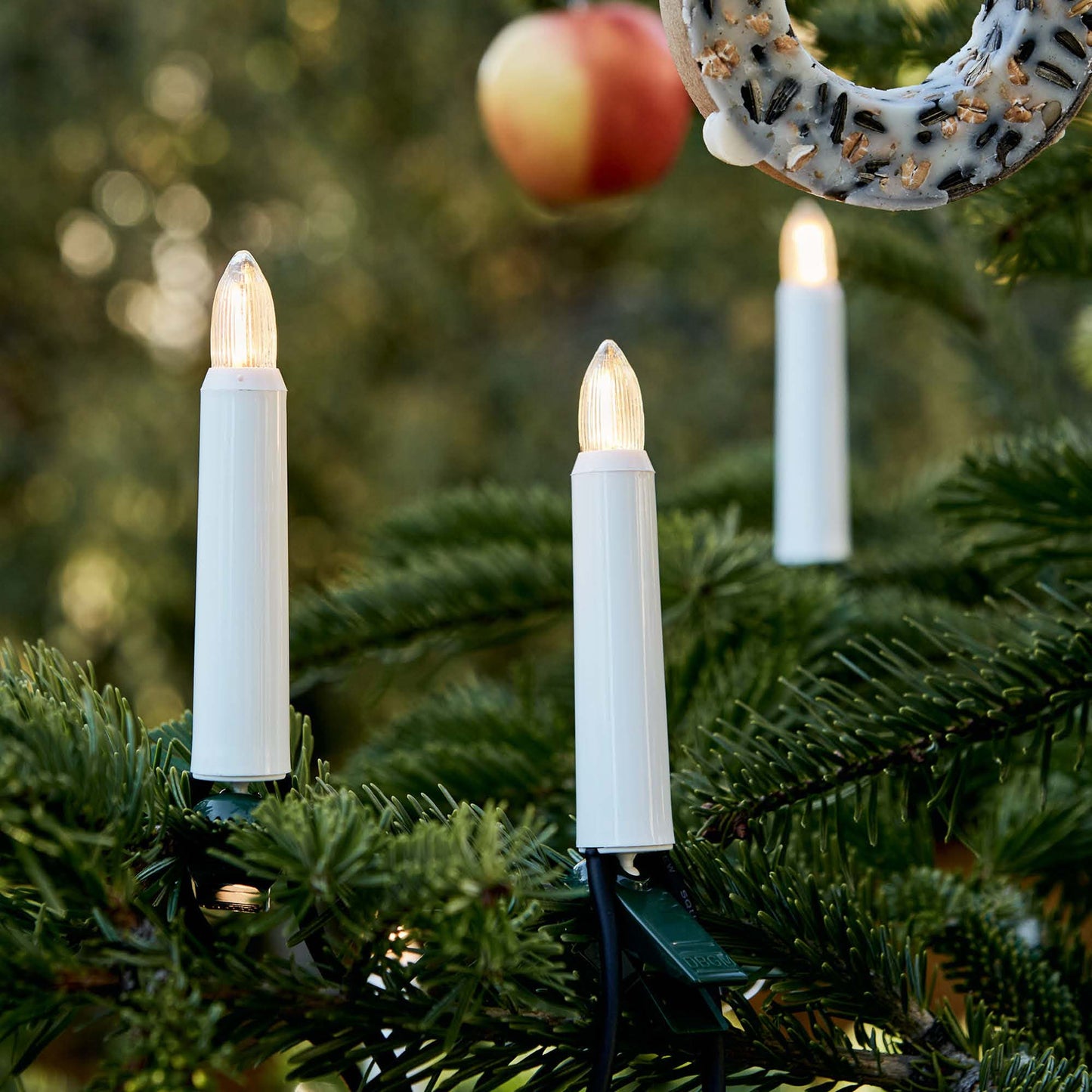 Lichterkette Weihnachtsbaum LED Filament, außen 20 teilig, Made in Germany, Riffelkerzen, inkl. 2 Ersatzkerzen