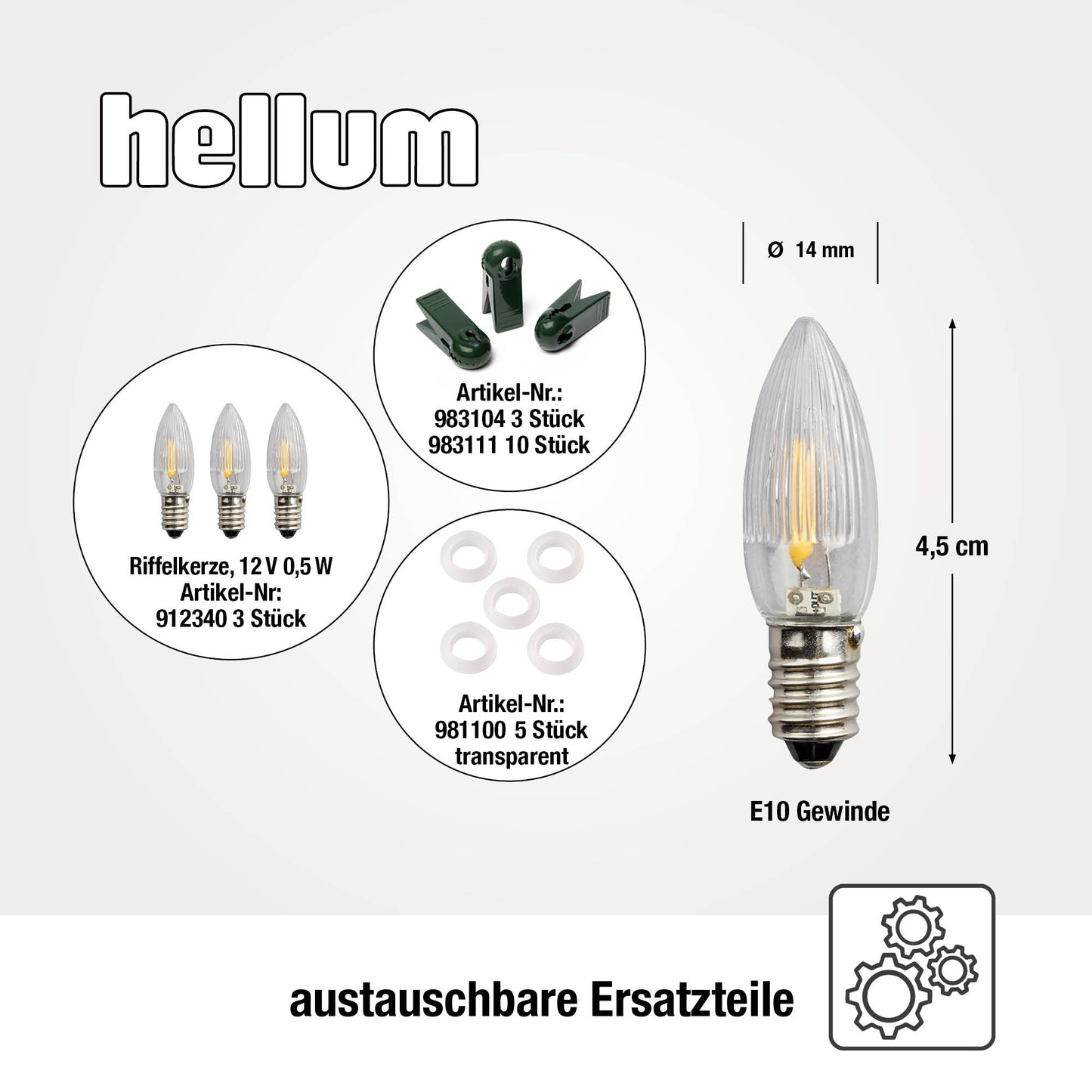 Lichterkette Weihnachtsbaum LED Filament, außen 20 teilig, Made in Germany, Riffelkerzen, inkl. 2 Ersatzkerzen