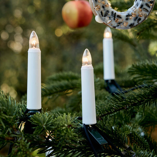 Lichterkette Weihnachtsbaum außen 30 teilig, Made in Germany, Riffelkerzen, Glühfaden