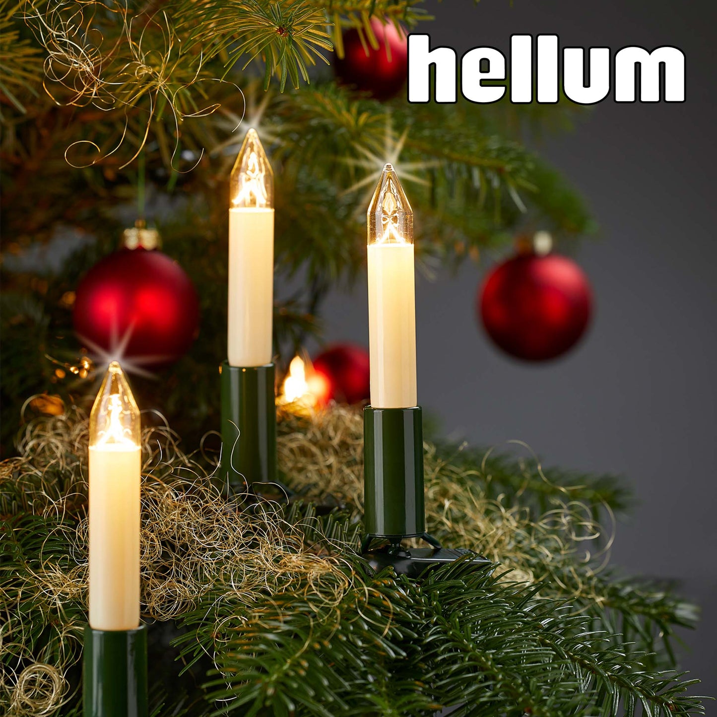20-tlg. LED-Schaftkerzenkette, warm-weiß, für außen, teilb. Stecker