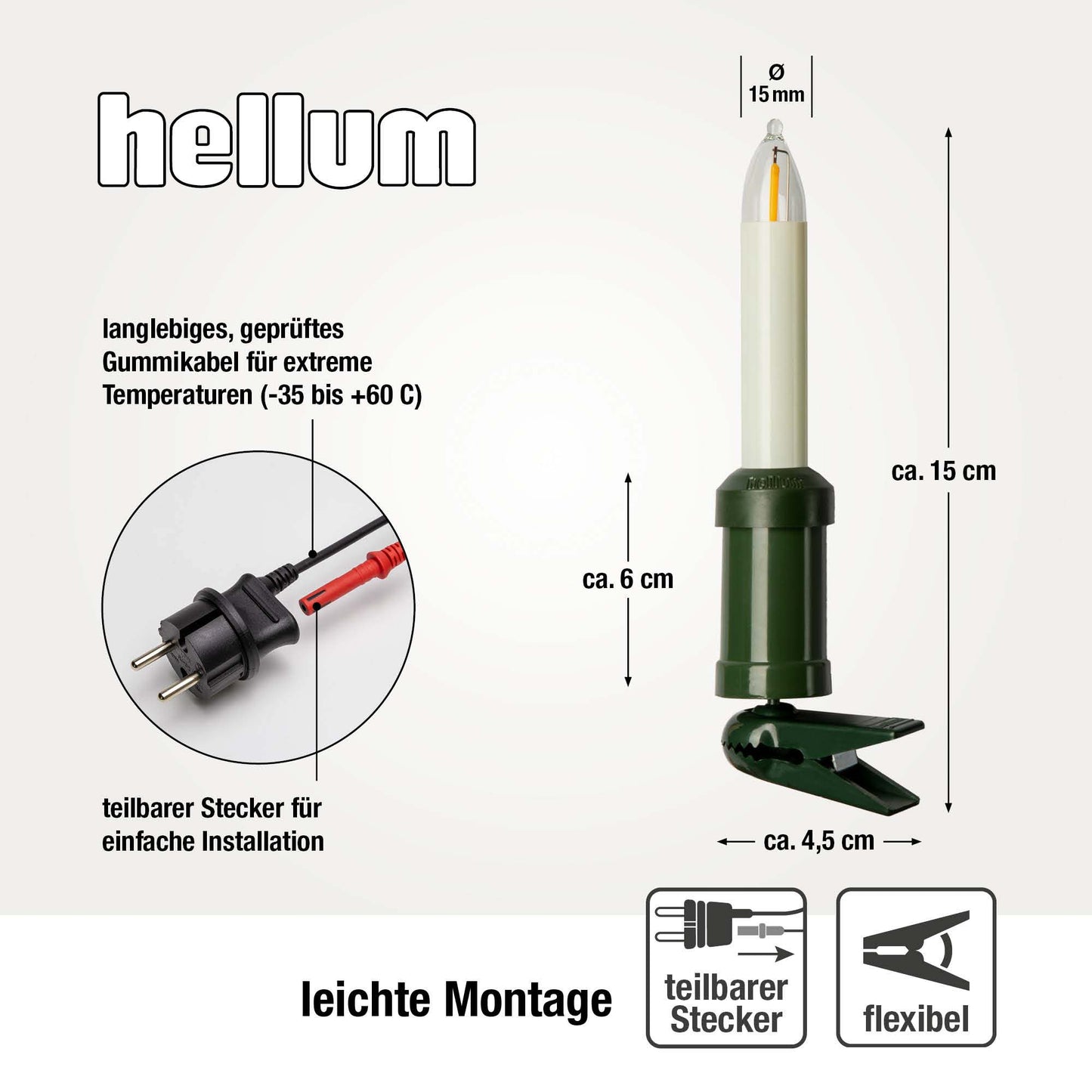 30-tlg. LED-Filament-Schaftkerzenkette, Made in Germany warm-weiß, für außen, teilb. Stecker 430042