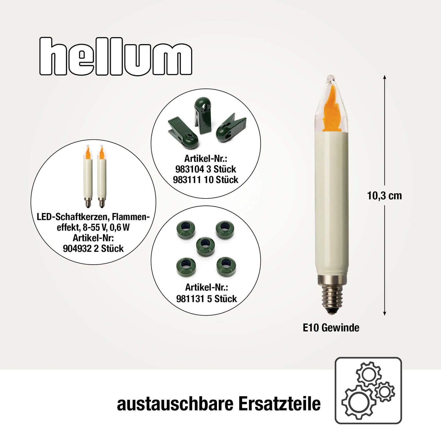 Lichterkette Weihnachtsbaum LED Filament mit Flammeneffekt, außen 15 teilig, Made in Germany, Schaftkerzen, inkl. 1 Ersatzkerze